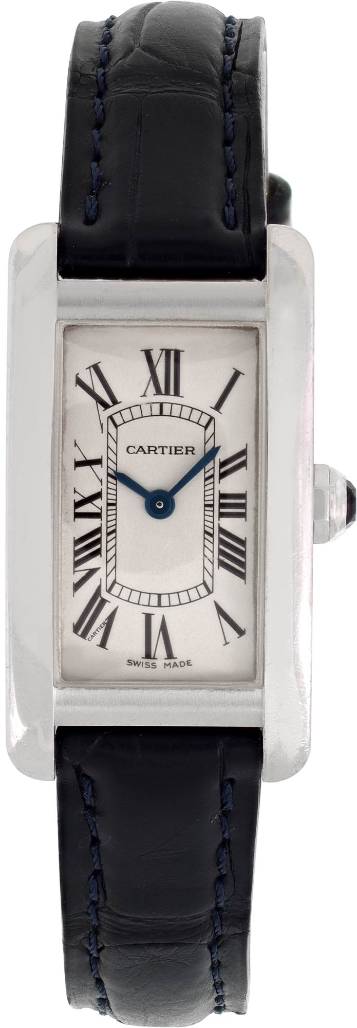 Pre-owned Cartier Tank Americaine 2489 18k White Gold White