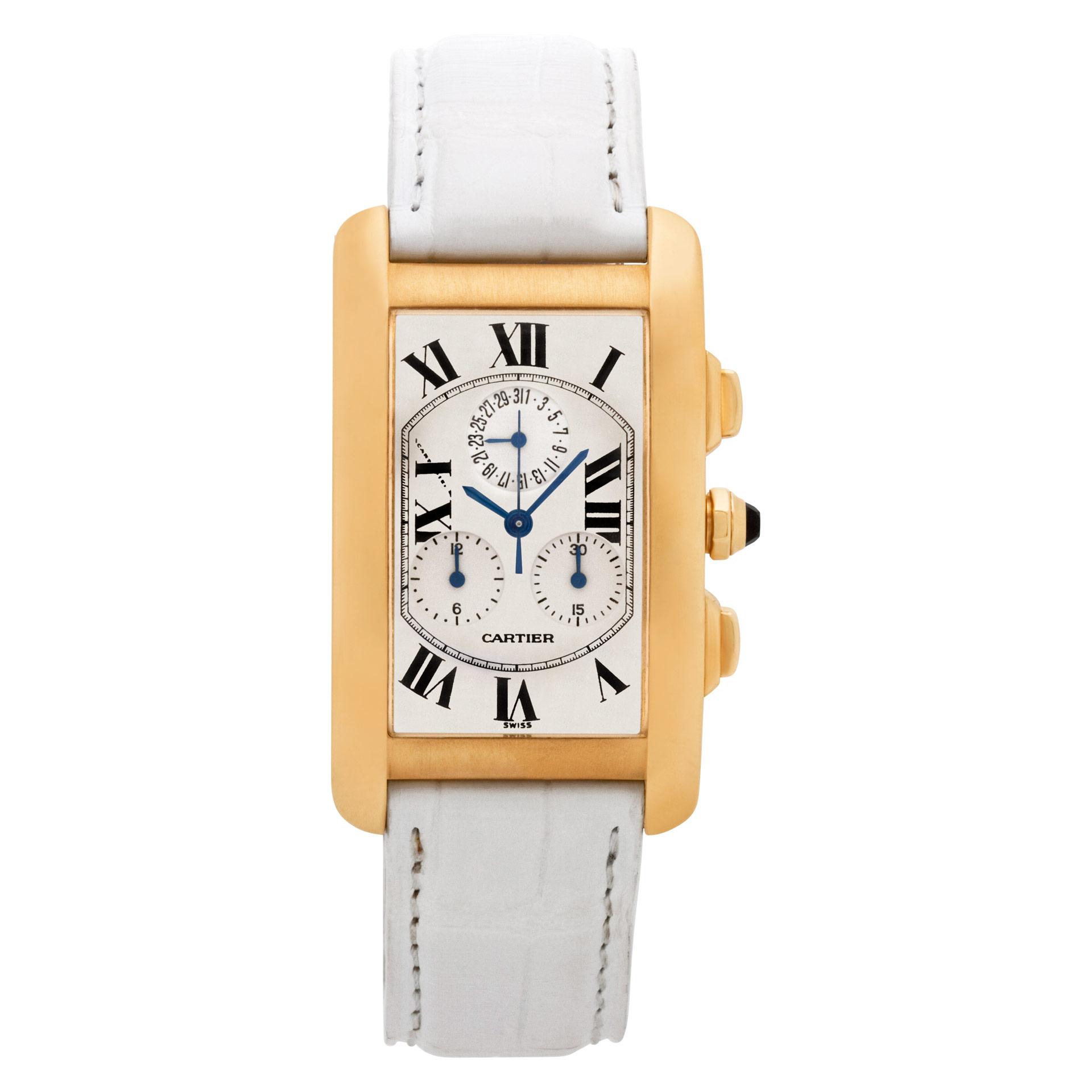 Cartier ホワイト ボールペン ケース付き Pre-owned Cartier Tank Americaine 1730 18k 36.5mm Quartz |