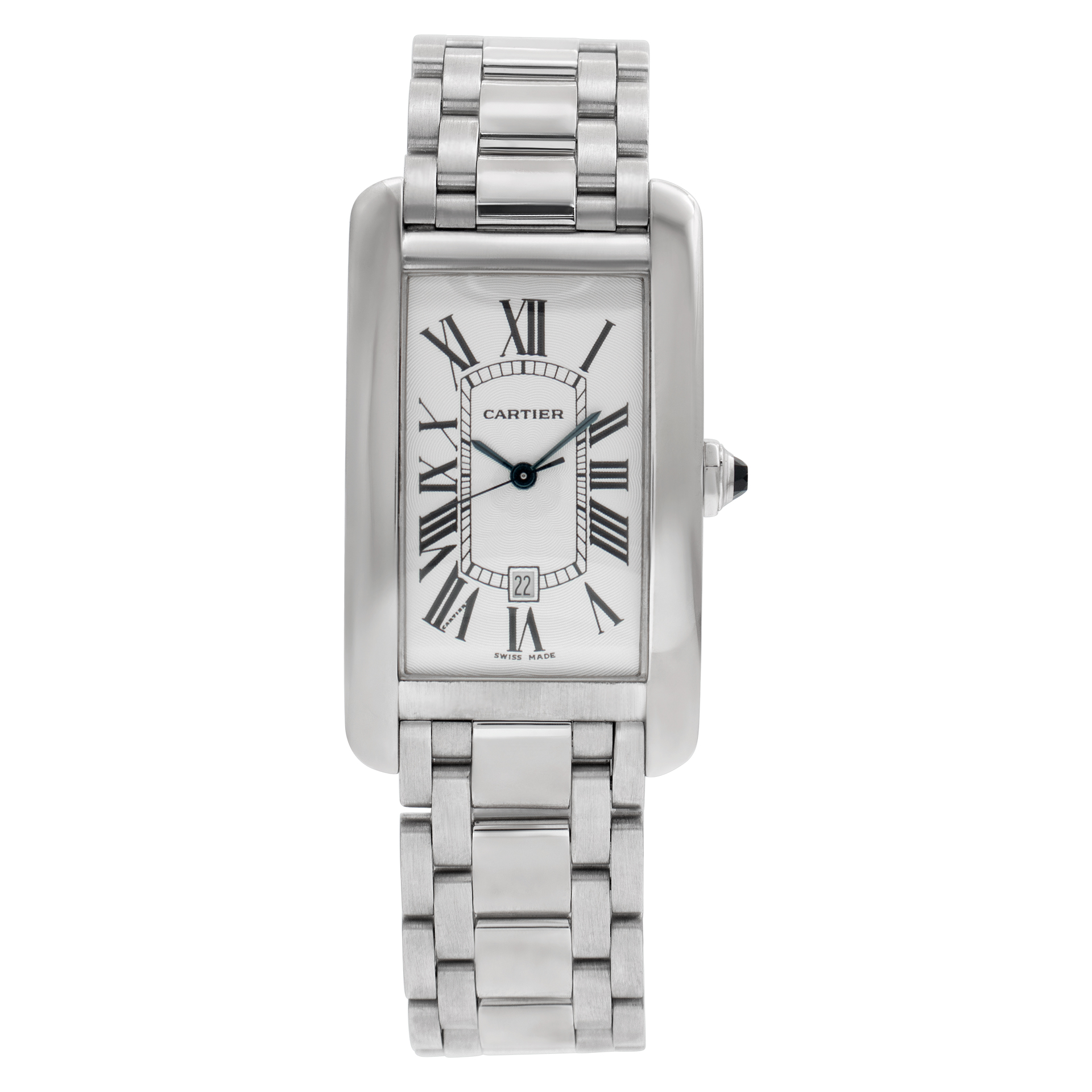 Pre-owned Cartier Tank Americaine w26055L1 in 18k white gold