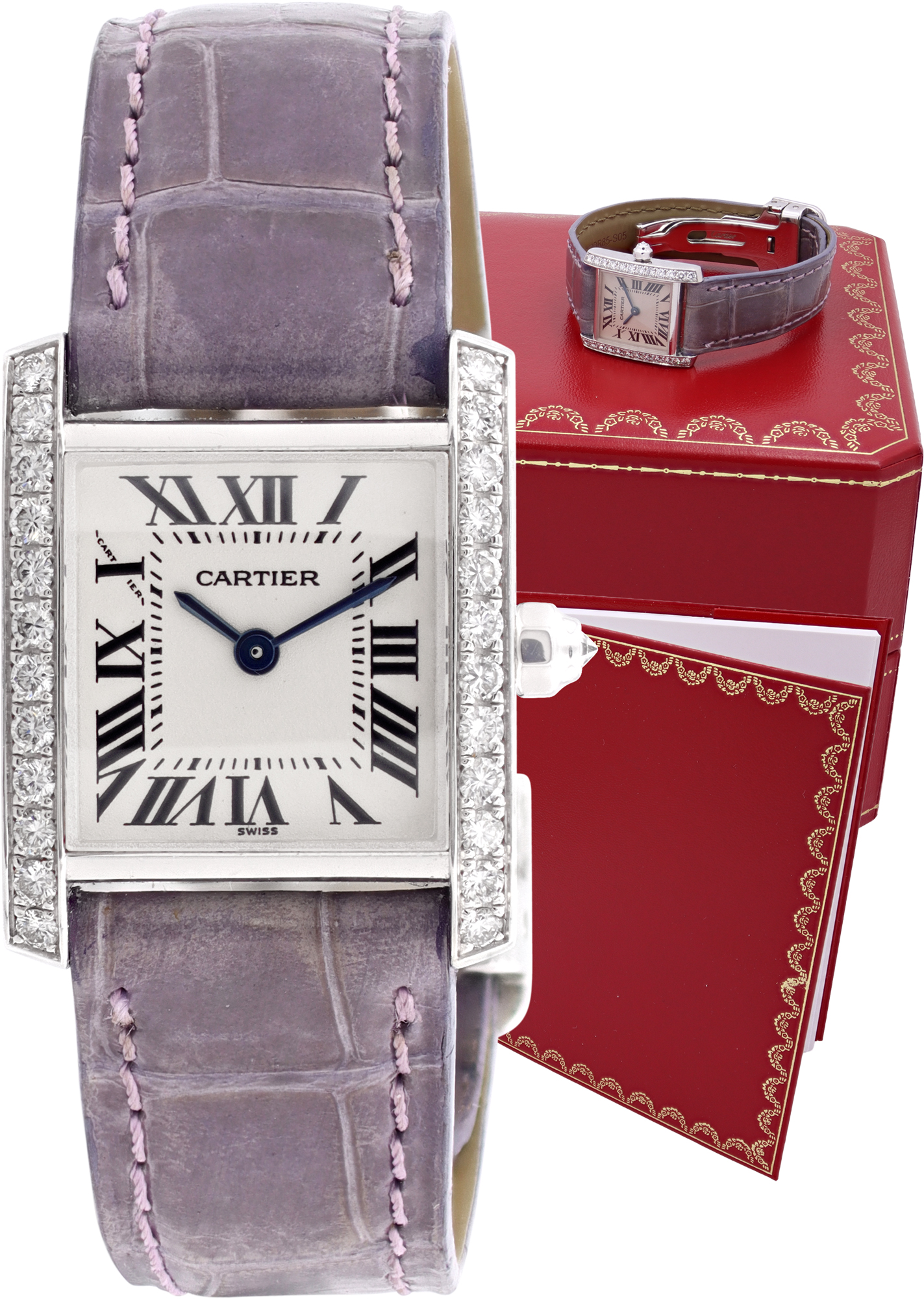 Cartier Tank Francaise in 18k white gold with diamond bezel
