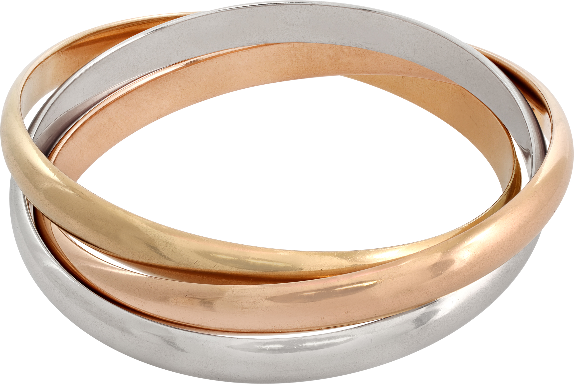 Cartier Trinity Rolling Tricolor gold bangle bracelet In 18k yellow, rose and white gold N518466