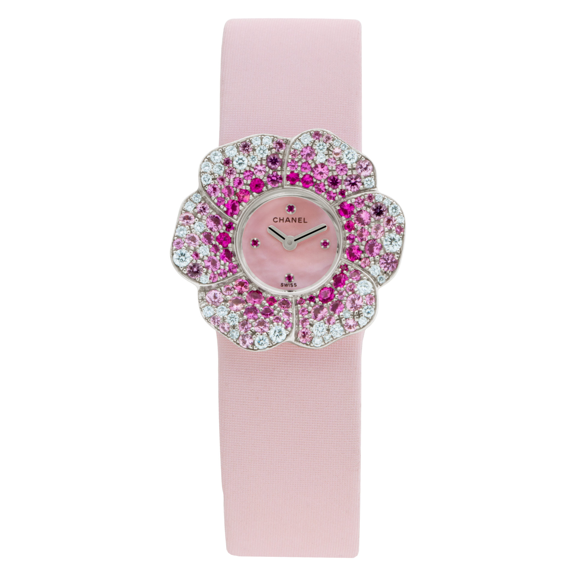 Pre-owned Chanel Camelia H1188 18k White Gold White dial |
