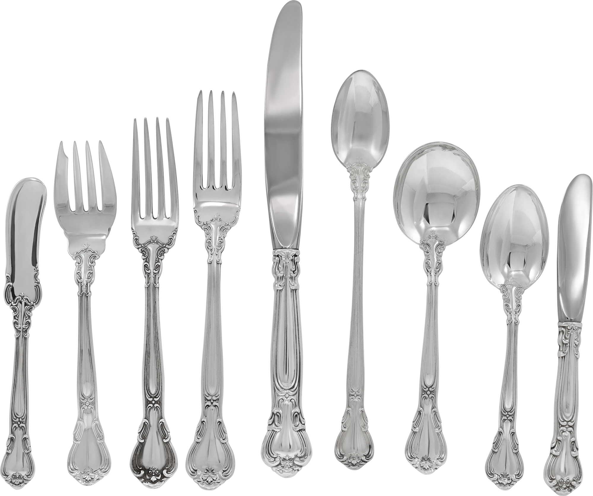 CHANTILLY sterling silver flatware set patented in 1895 by Gorham- TOTAL165 PIECES-