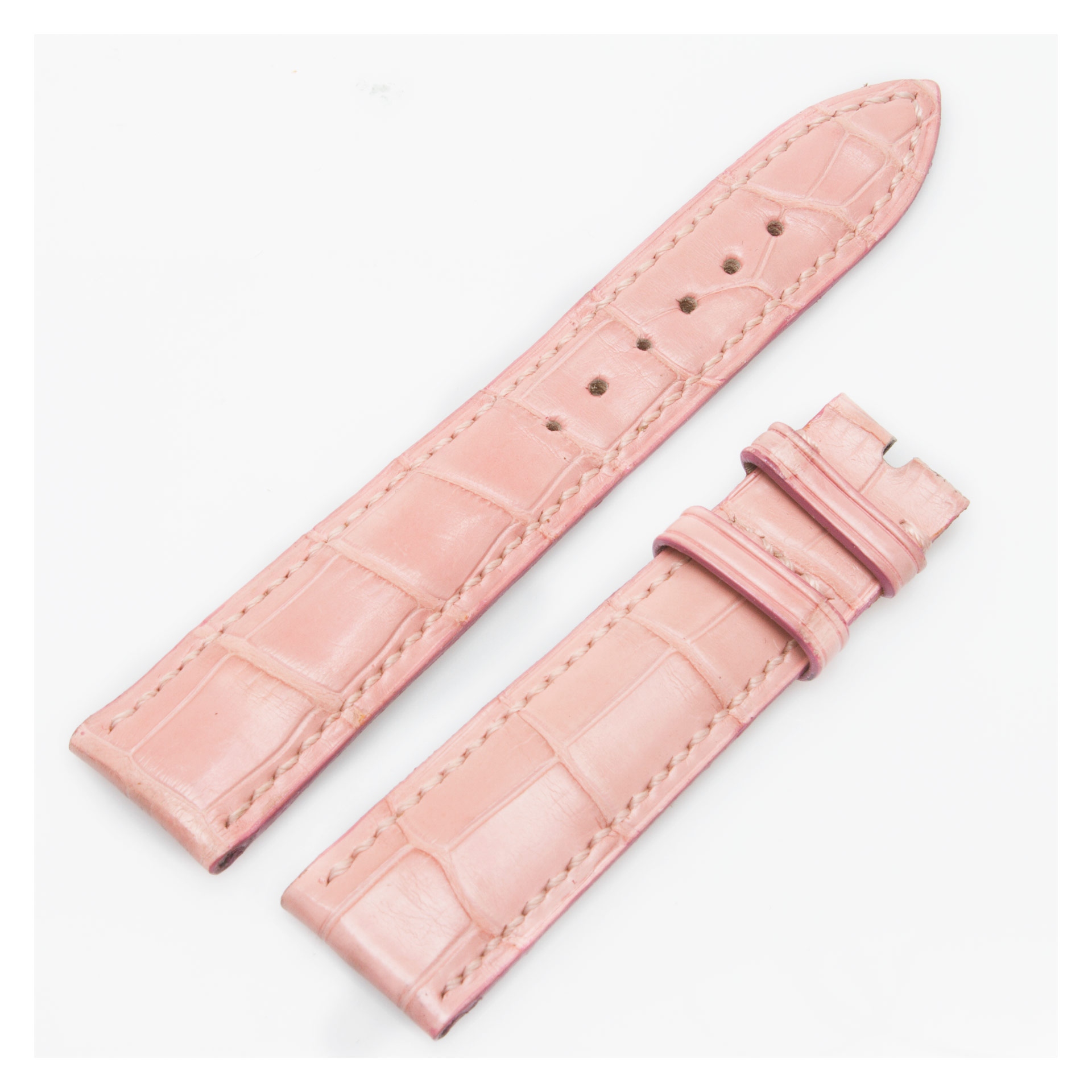 ショパール 時計ベルト バンド ピンクアリゲーター 15㍉ Chopard baby pink alligator strap (19mm x 16mm) | Gray