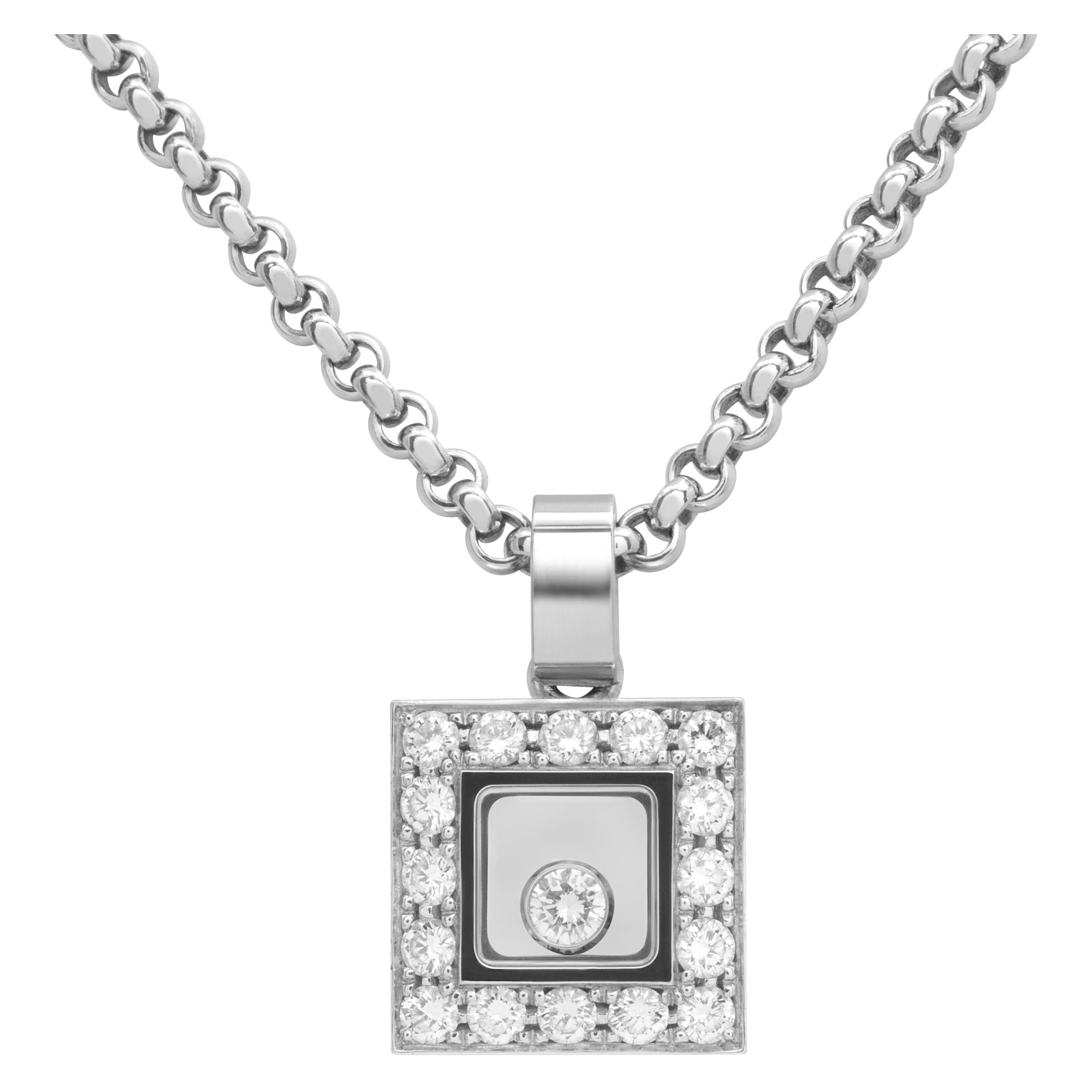 ♡♡Happy♡♡ Chopard Happy diamond icons necklace 18k white gold square