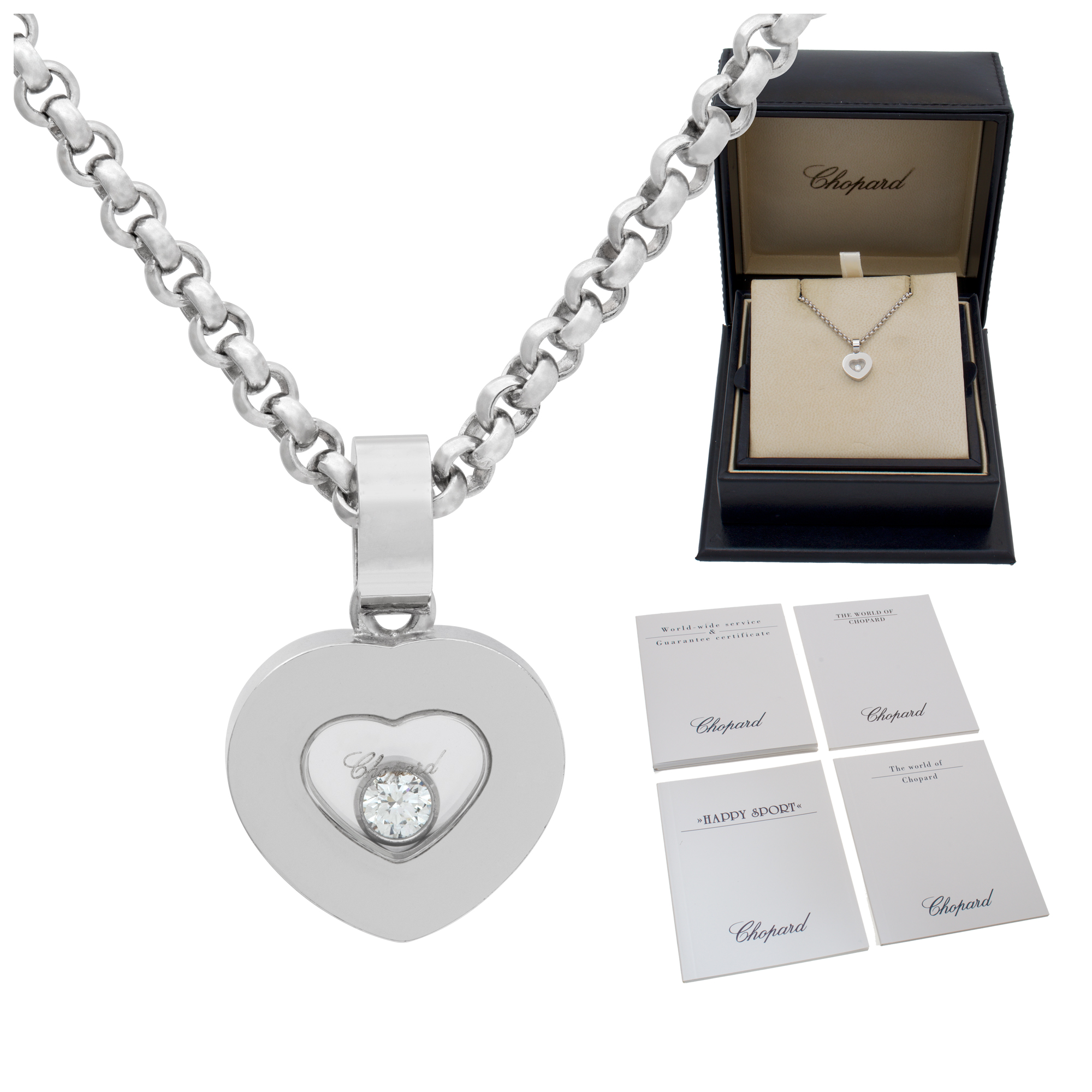 Chopard Happy Sport Heart pendant and chain in 18k white gold Chopard Happy Sport Heart pendant and chain in 18k white gold