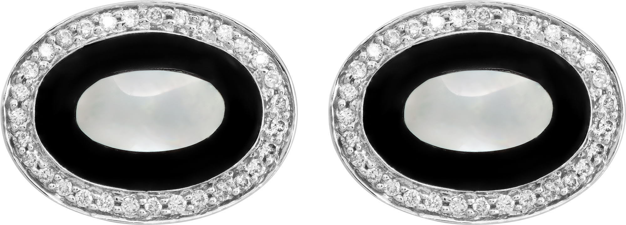 Cufflinks with MOP, diamonds and onyx in 18k white gold S521598