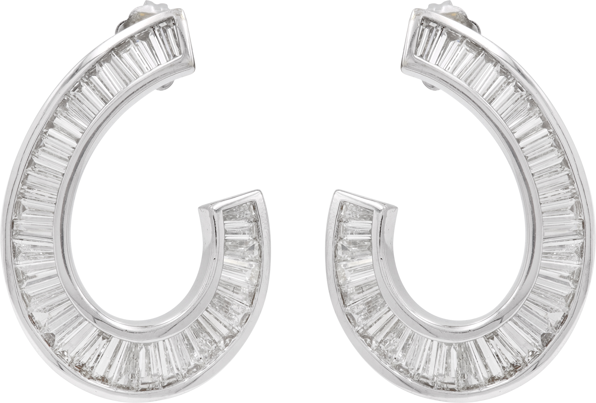 Curved Diamond baguette earrings in 18k white gold Curved Diamond baguette earrings in 18k white gold