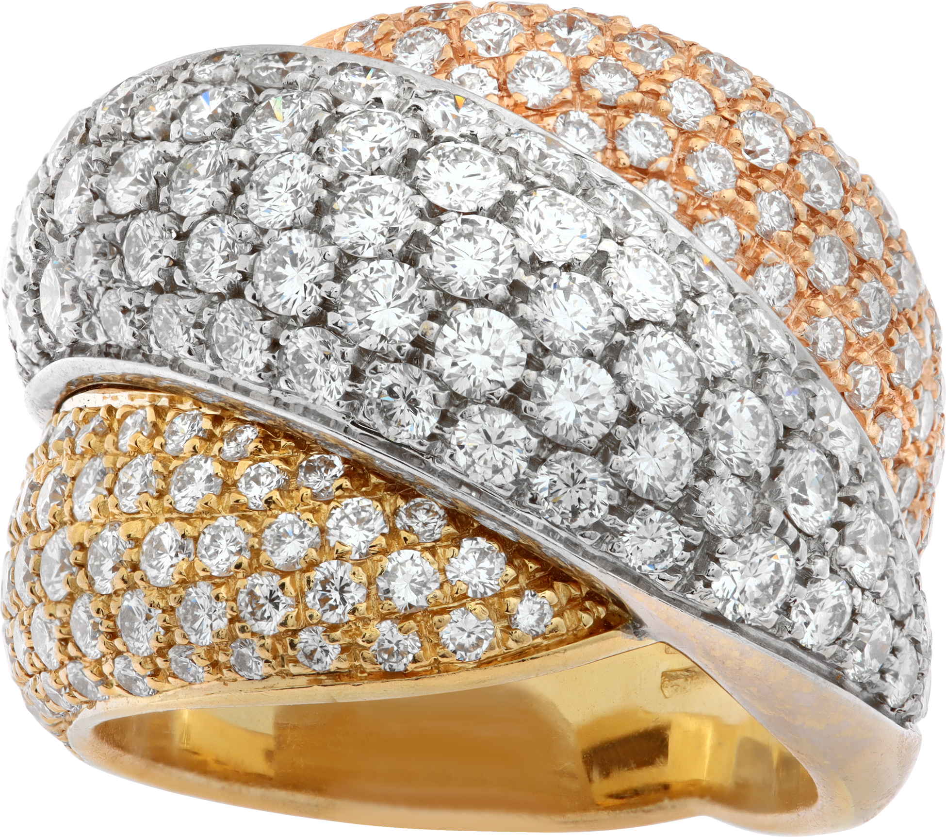 Damiani Gomitolo diamond ring in 18k white yellow and rose gold S520689