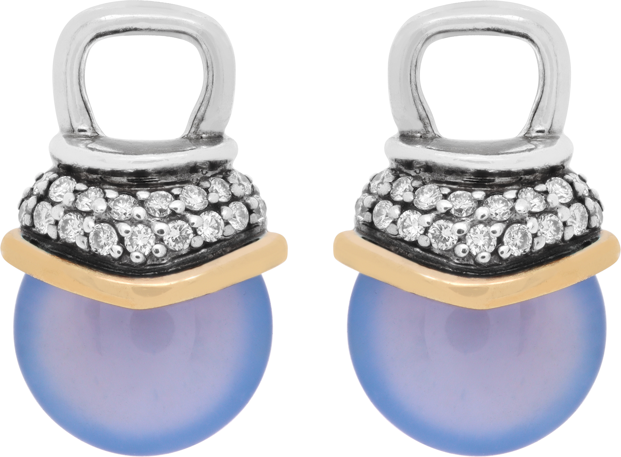 David Yurman Acorn drop earring enhancers with chalcedony and pave diamonds