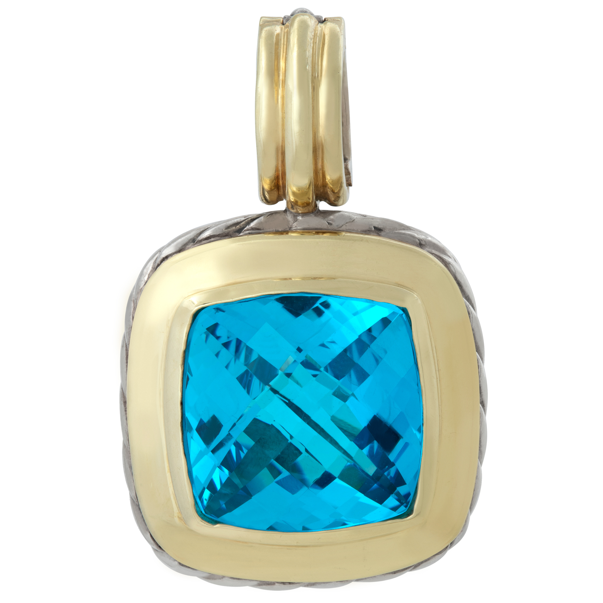 David Yurman Albion blue topaz enhancer in 18k & sterling silver David Yurman Albion blue topaz enhancer in 18k & sterling silver