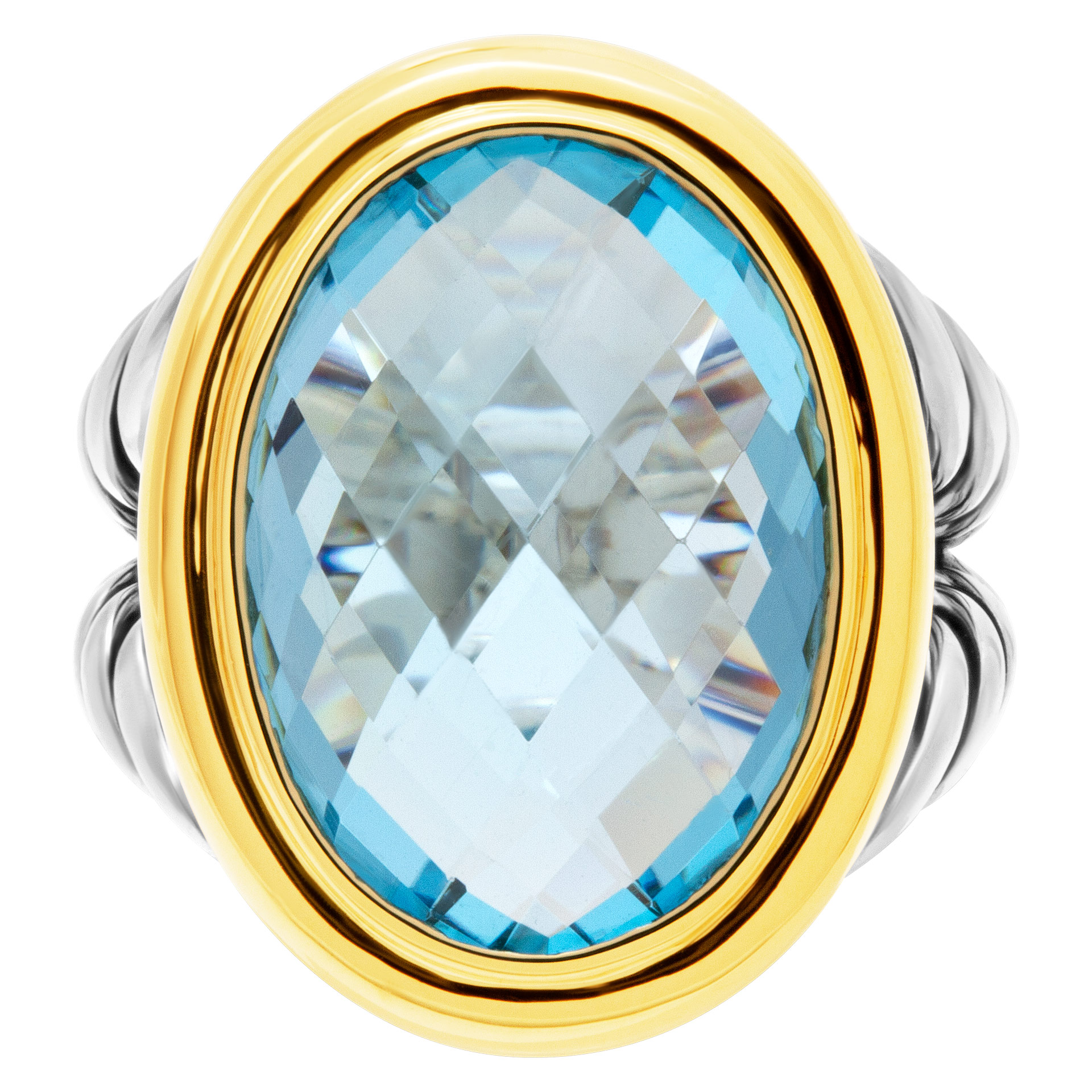 David Yurman Albion blue topaz ring in sterling silver with 18k bezel