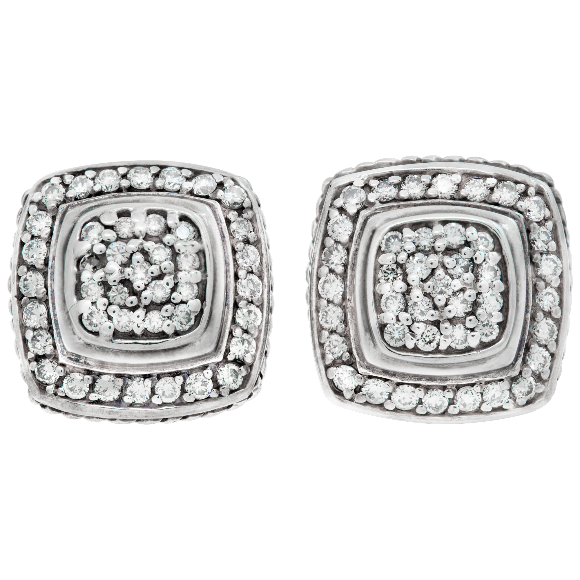 David Yurman Albion earrings in sterling silver with pave diamonds David Yurman Albion earrings in sterling silver with pave diamonds