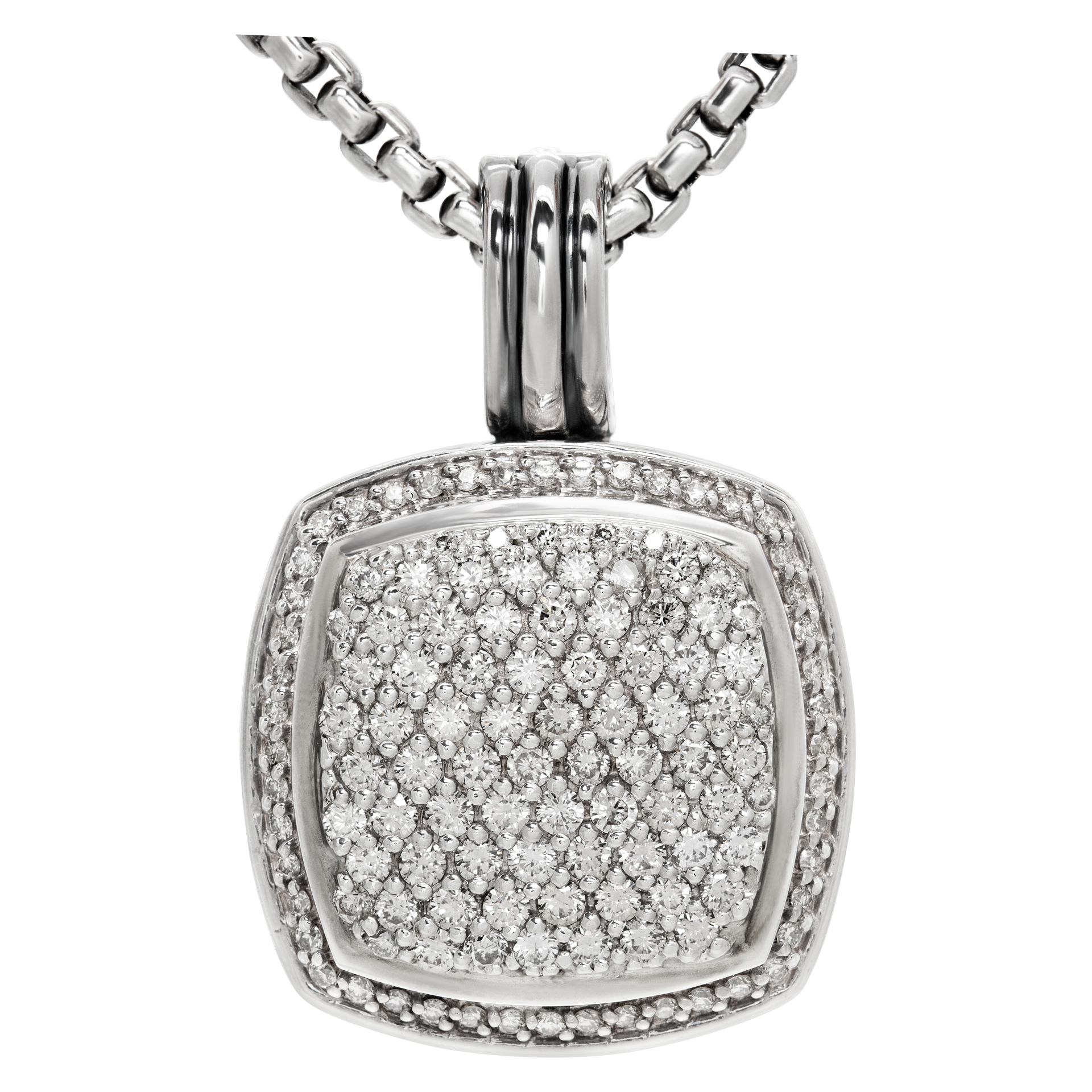 David Yurman Albion pendant necklace in sterling silver with pave diamonds David Yurman Albion pendant necklace in sterling silver with pave diamonds