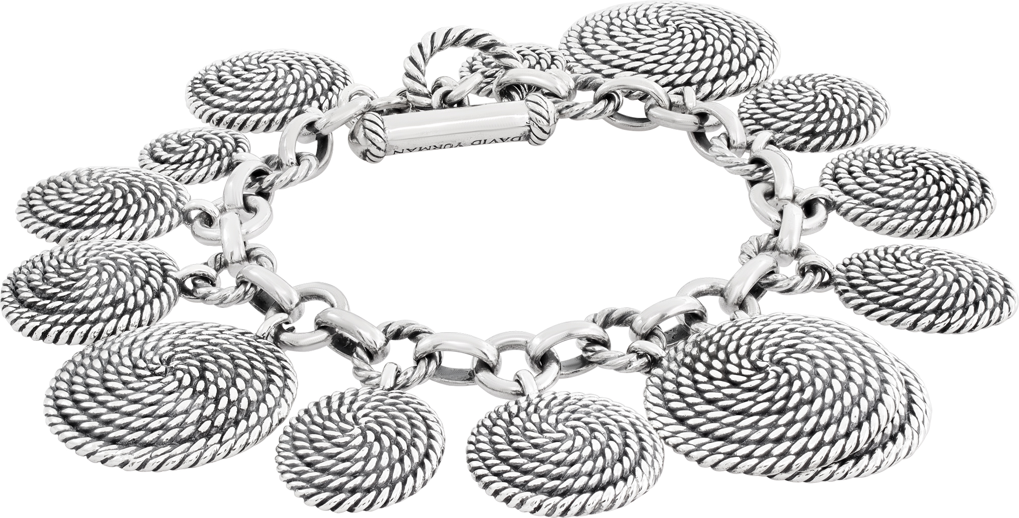David Yurman Cable Coil charm bracelet in sterling silver David Yurman Cable Coil charm bracelet in sterling silver
