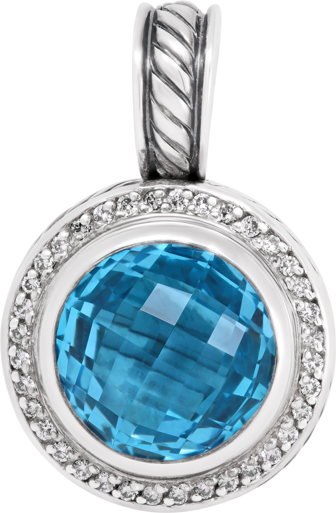 David Yurman Cerise Blue Topaz & Diamond Enhancer Pendant in Sterling Silver S521697