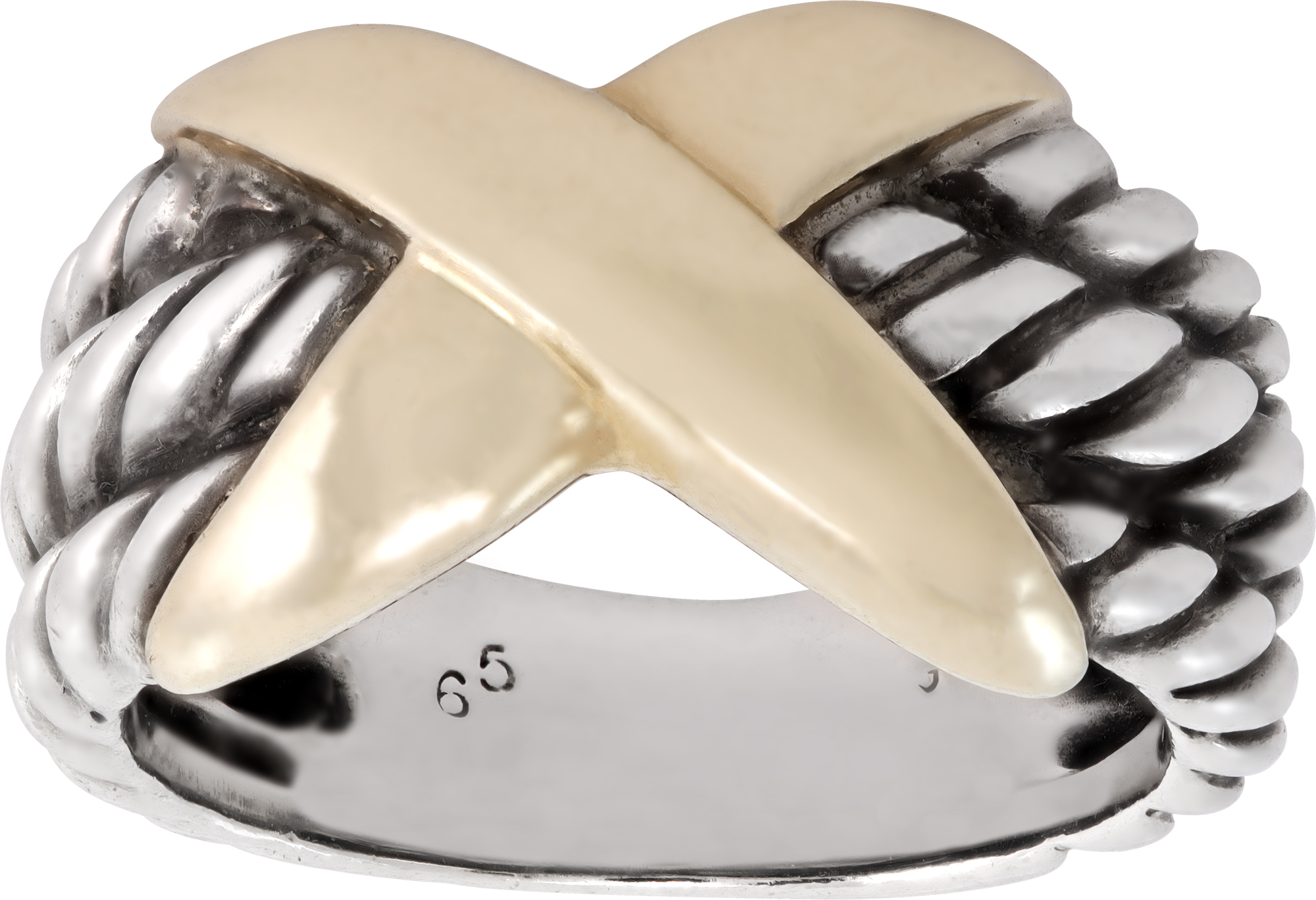 David Yurman Crossover X ring in sterling silver and 14k yellow gold