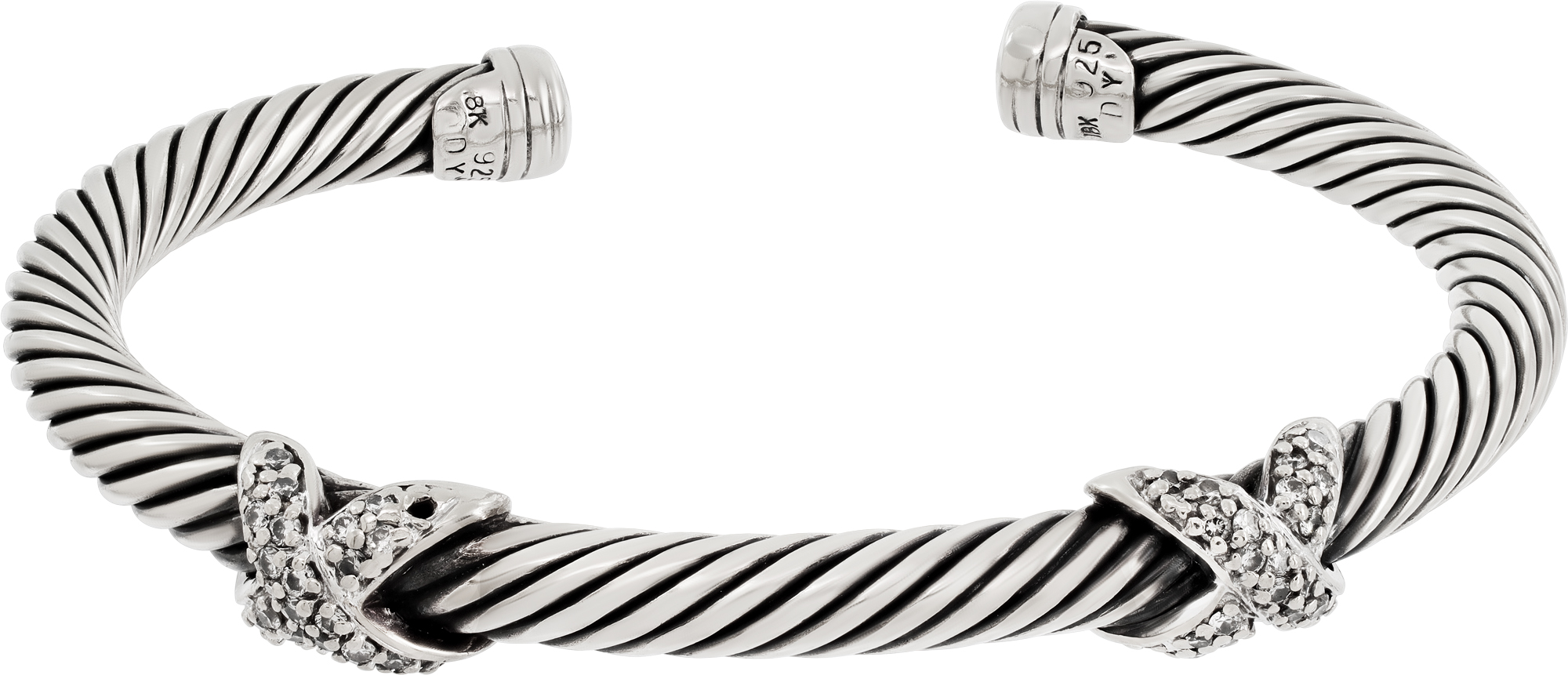 David Yurman Double X Cable Bracelet Sterling Silver and 18k