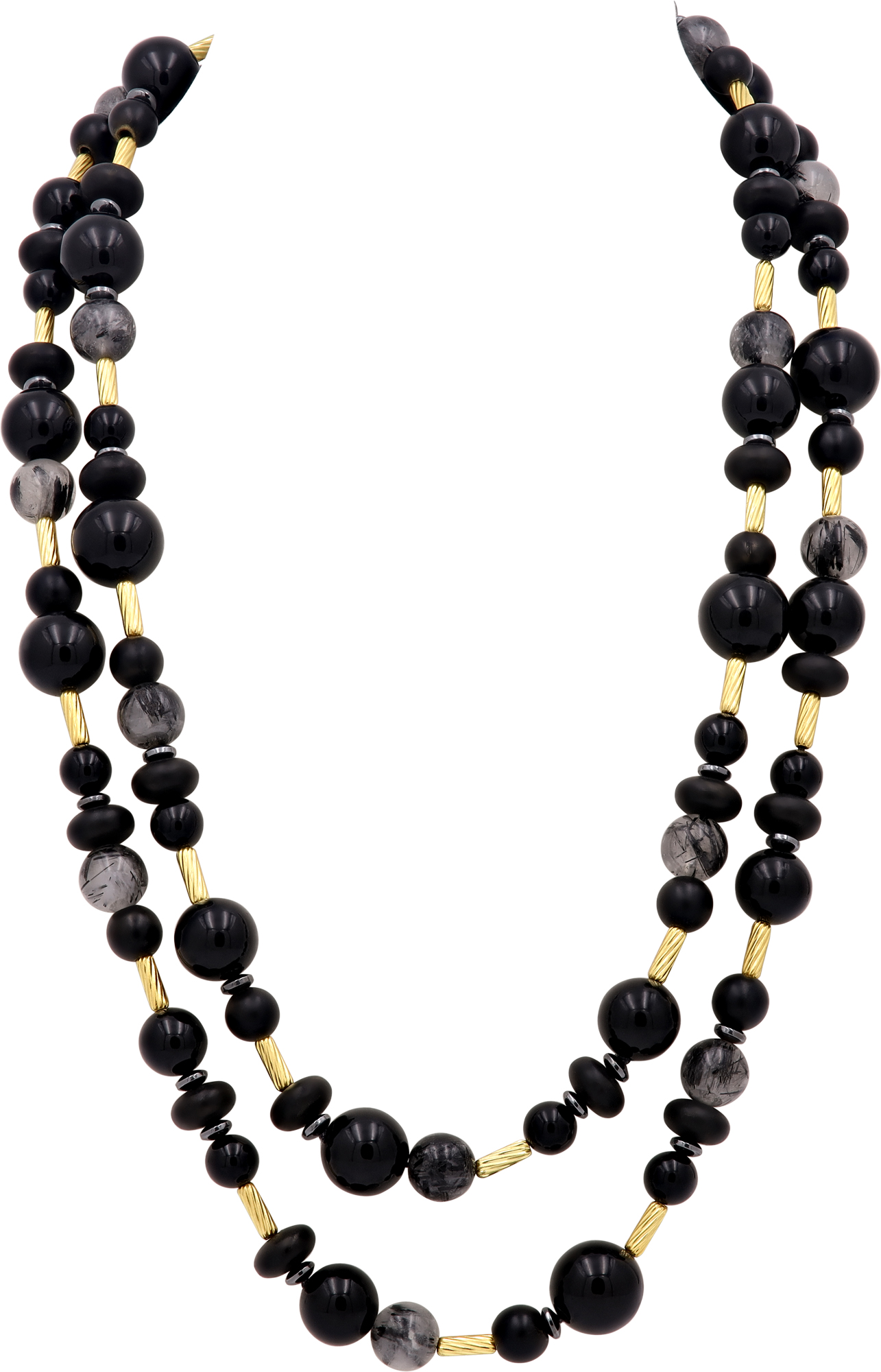 David Yurman Drape Necklace Black Onyx & Quartz 18k yellow gold David Yurman Drape Necklace Black Onyx & Quartz 18k yellow gold