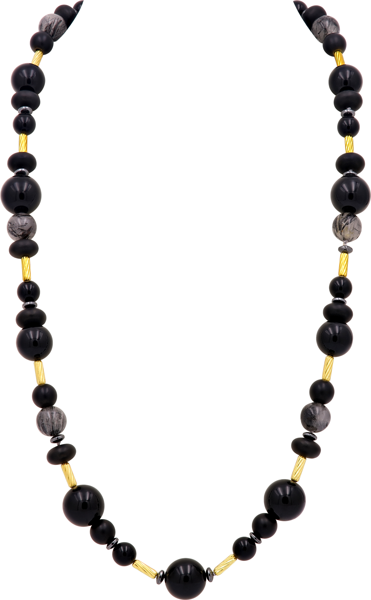 David Yurman Drape onyx necklace with 18k yellow gold stations 25 inches David Yurman Drape onyx necklace with 18k yellow gold stations 25 inches