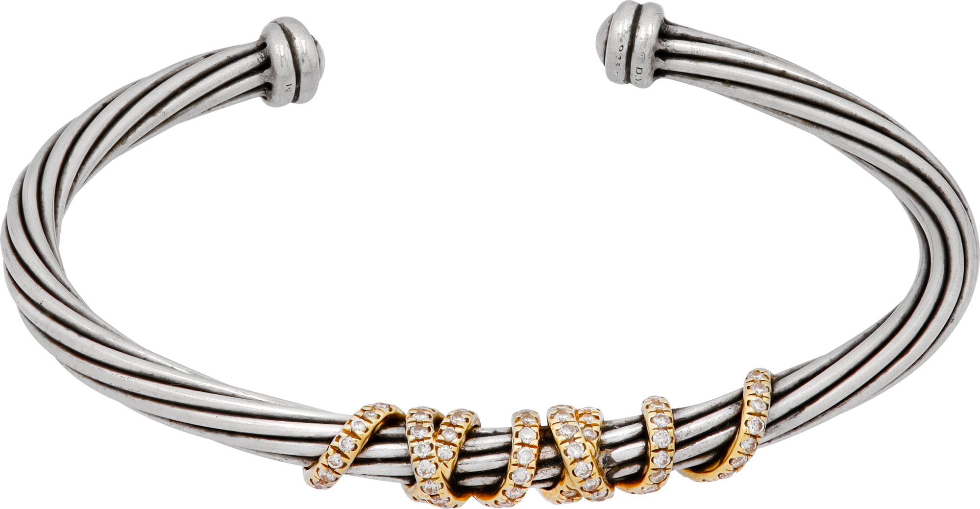 David Yurman Helena Cuff Bracelet in 18k yellow gold and sterling silver with diamonds David Yurman Helena Cuff Bracelet in 18k yellow gold and sterling silver with diamonds