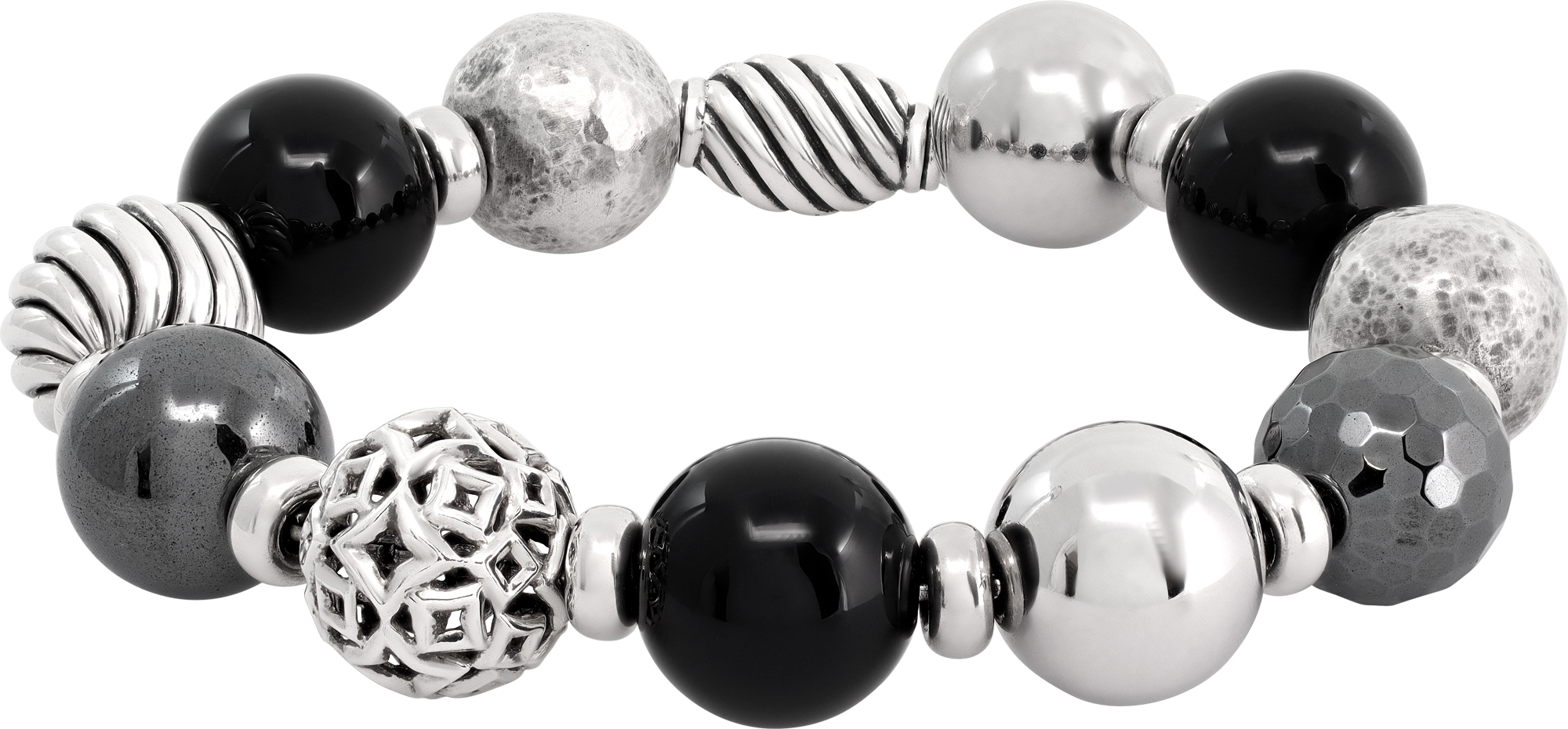 David Yurman Onyx & Hematine elemnt bead bracelet