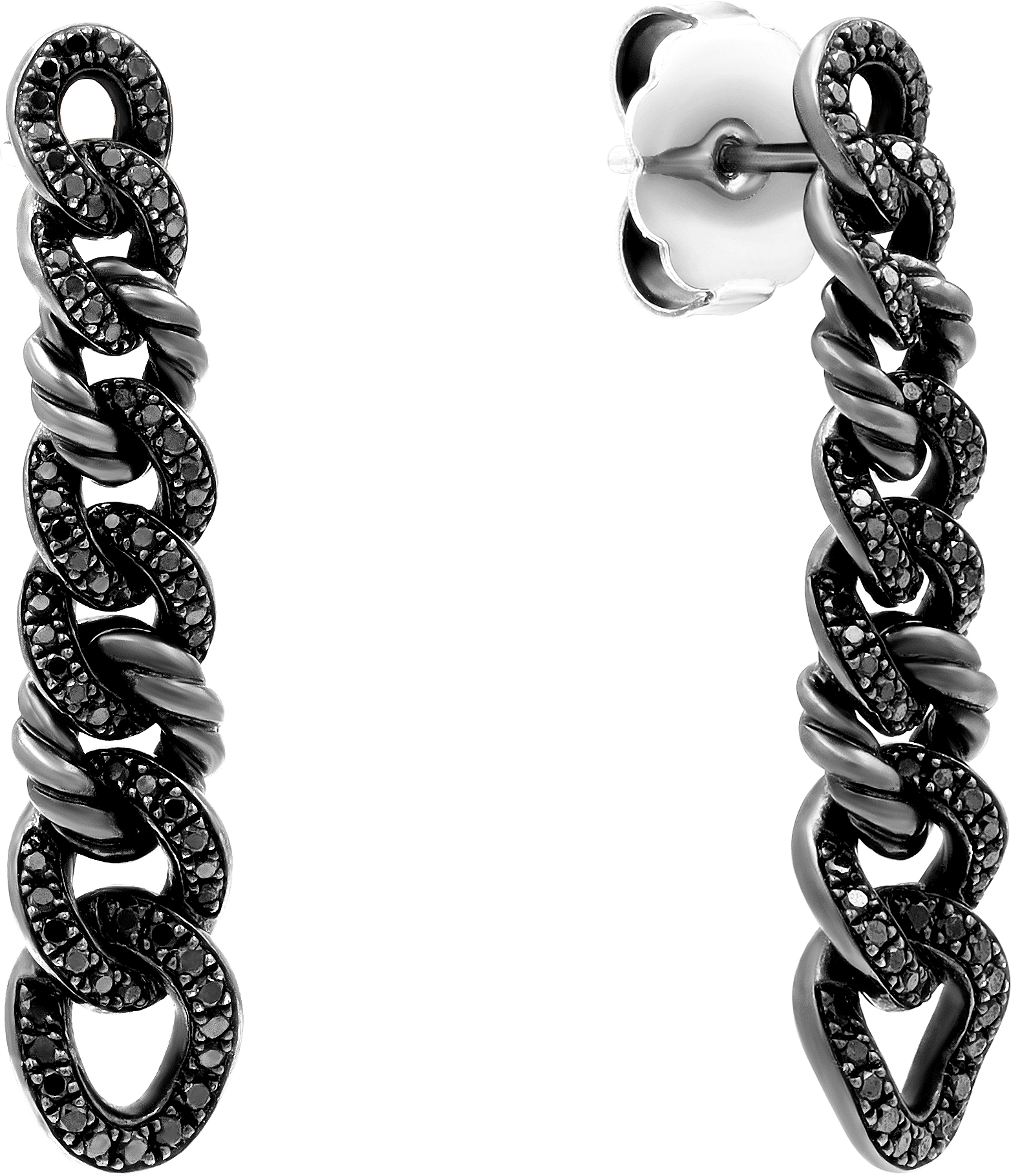 David Yurman pave diamond link earrings in black rhodium plated sterling silver David Yurman pave diamond link earrings in black rhodium plated sterling silver