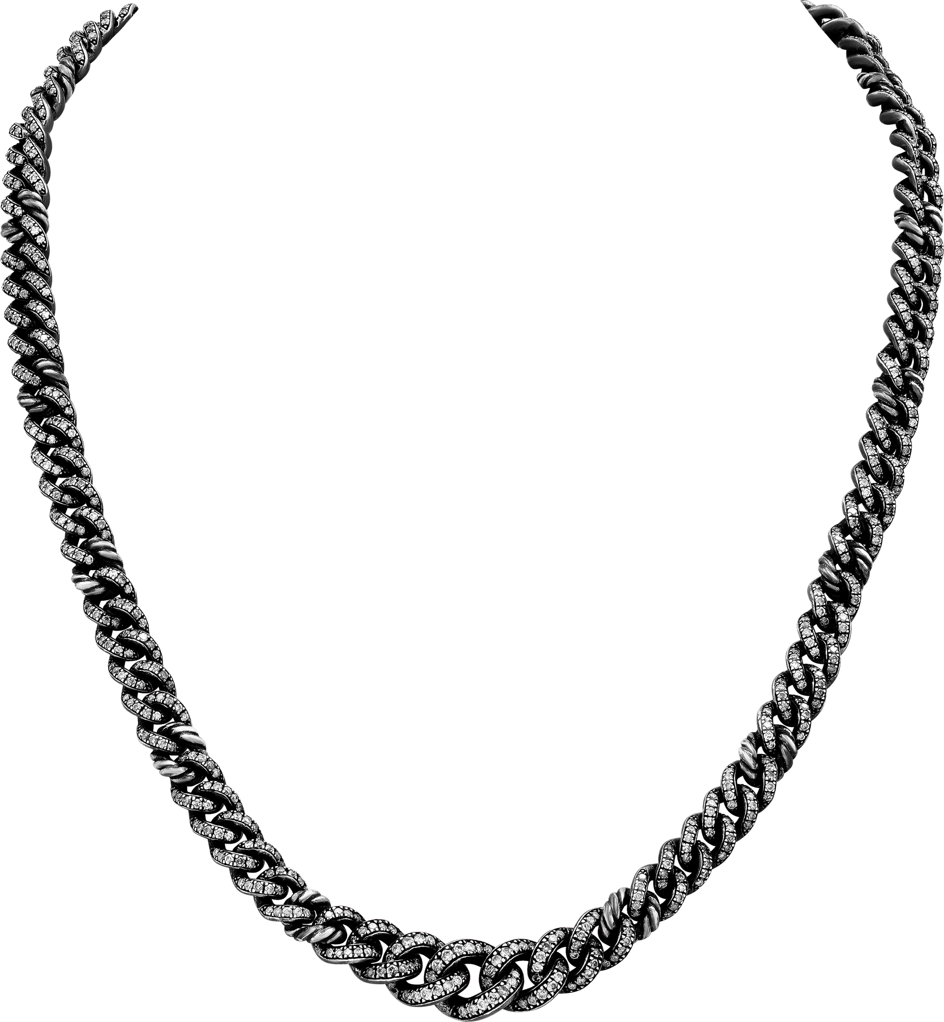 David Yurman pave diamond link necklace in black rhodium plated sterling silver S521992