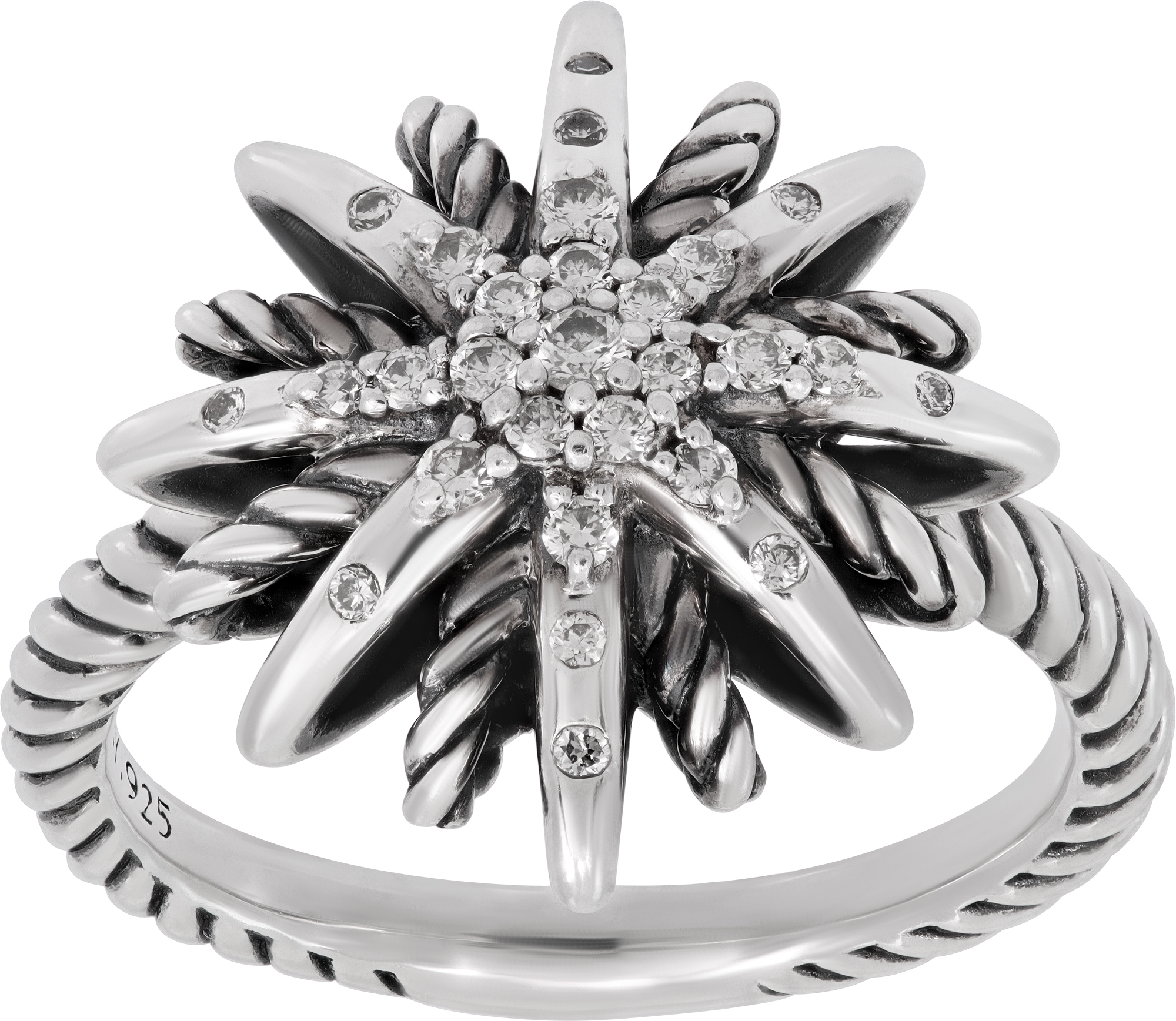 David Yurman Starburst Ring in sterling silver with diamonds