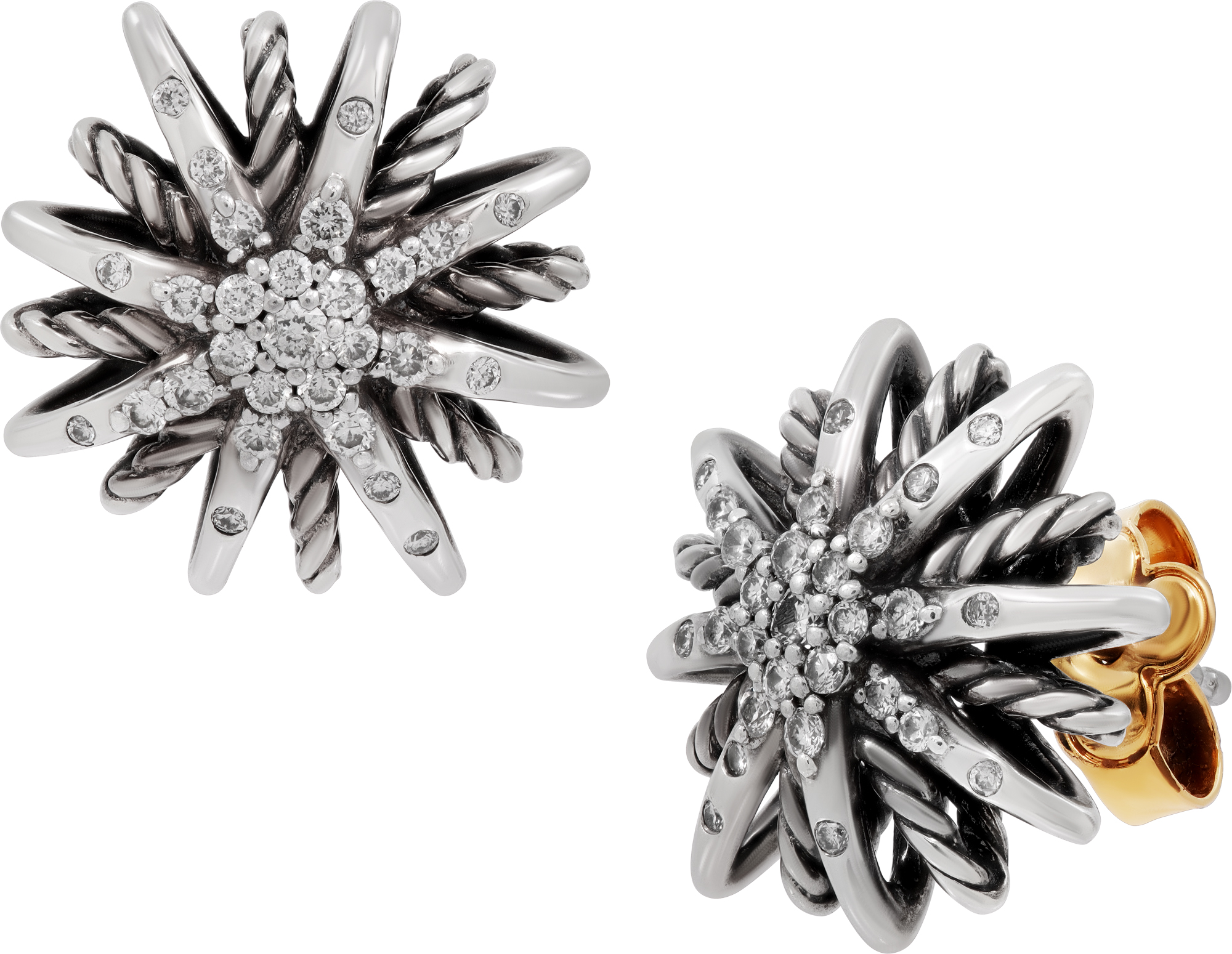 David Yurman Starburst Sterling Silver diamond earrings S521896