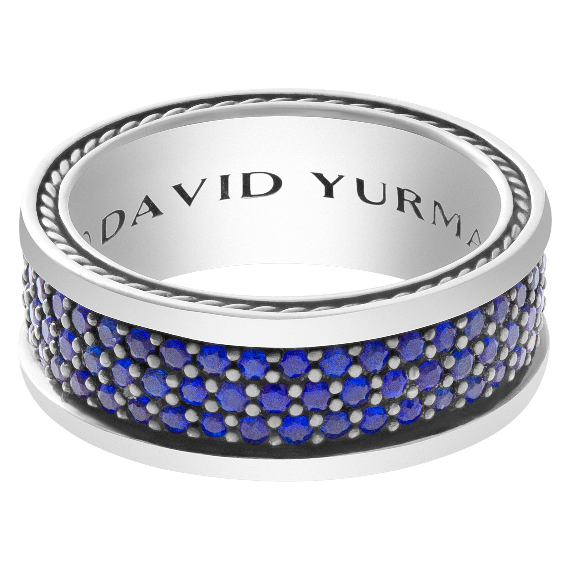 David Yurman streamline three-row band ring with blue | Gray
