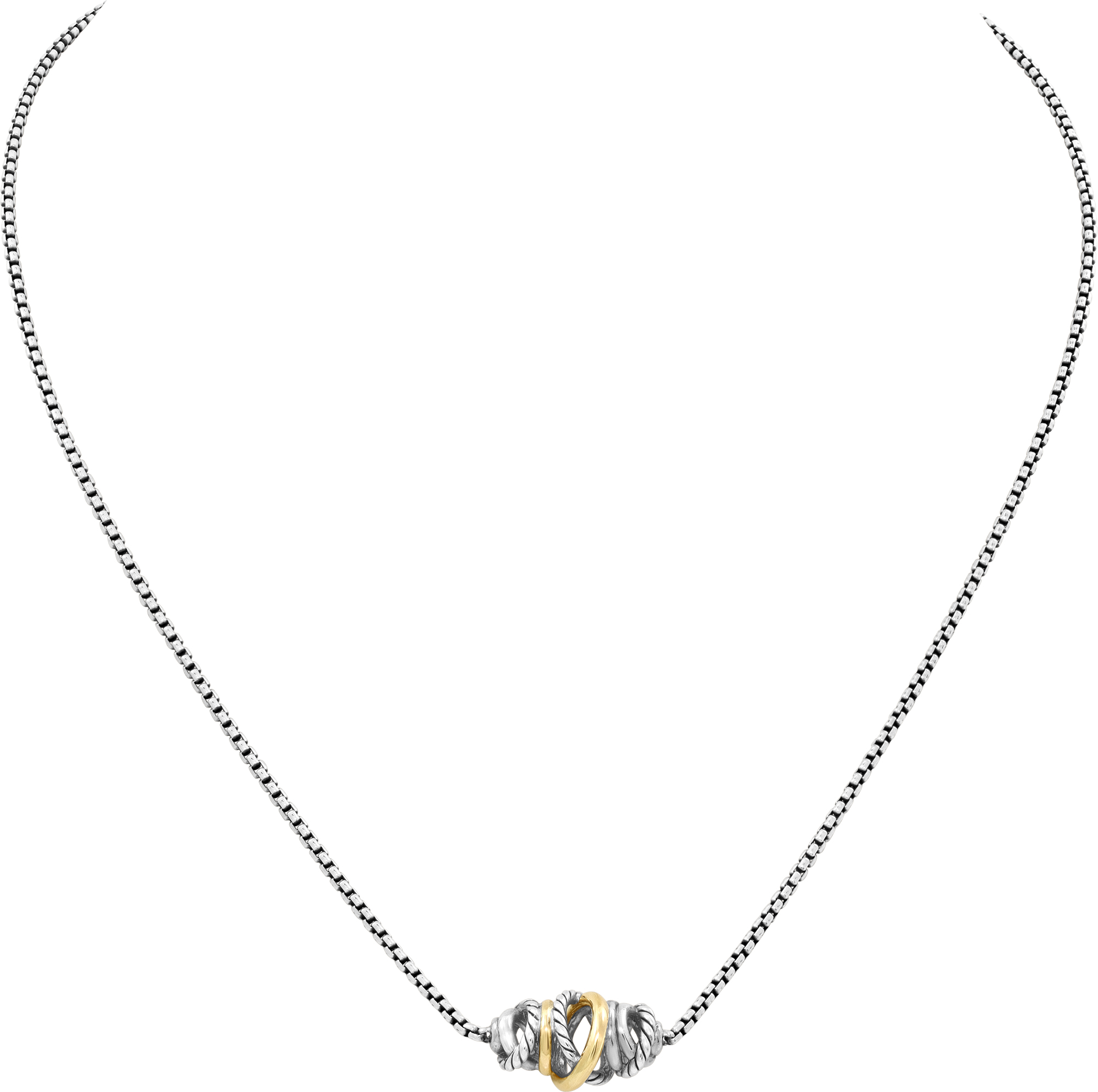 David Yurman The Crossover Collection Short Station Necklace in sterling silver with 18k Yellow Gold