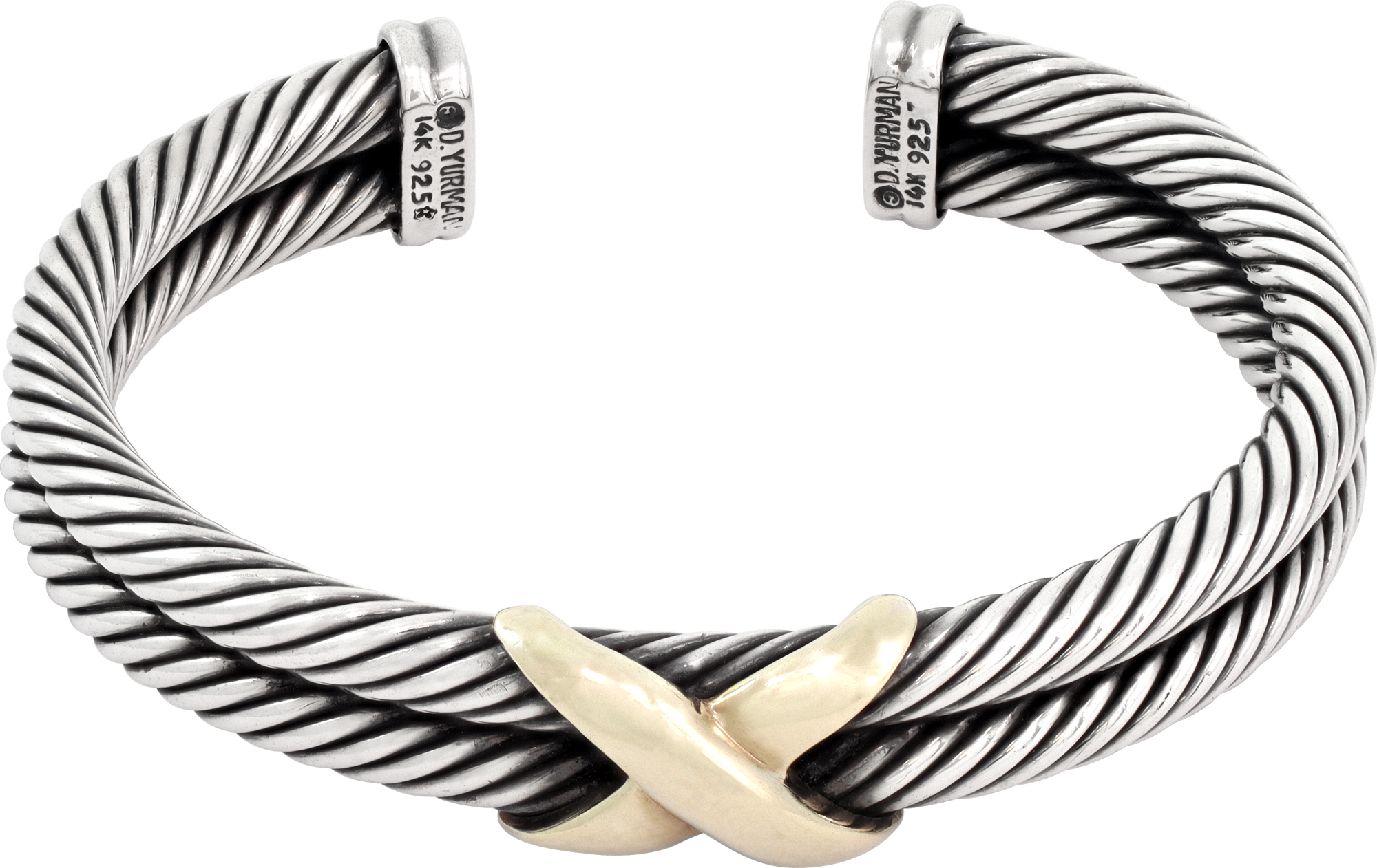 David Yurman X Classic Cable Station Bracelet in sterling silver and 14k yellow gold