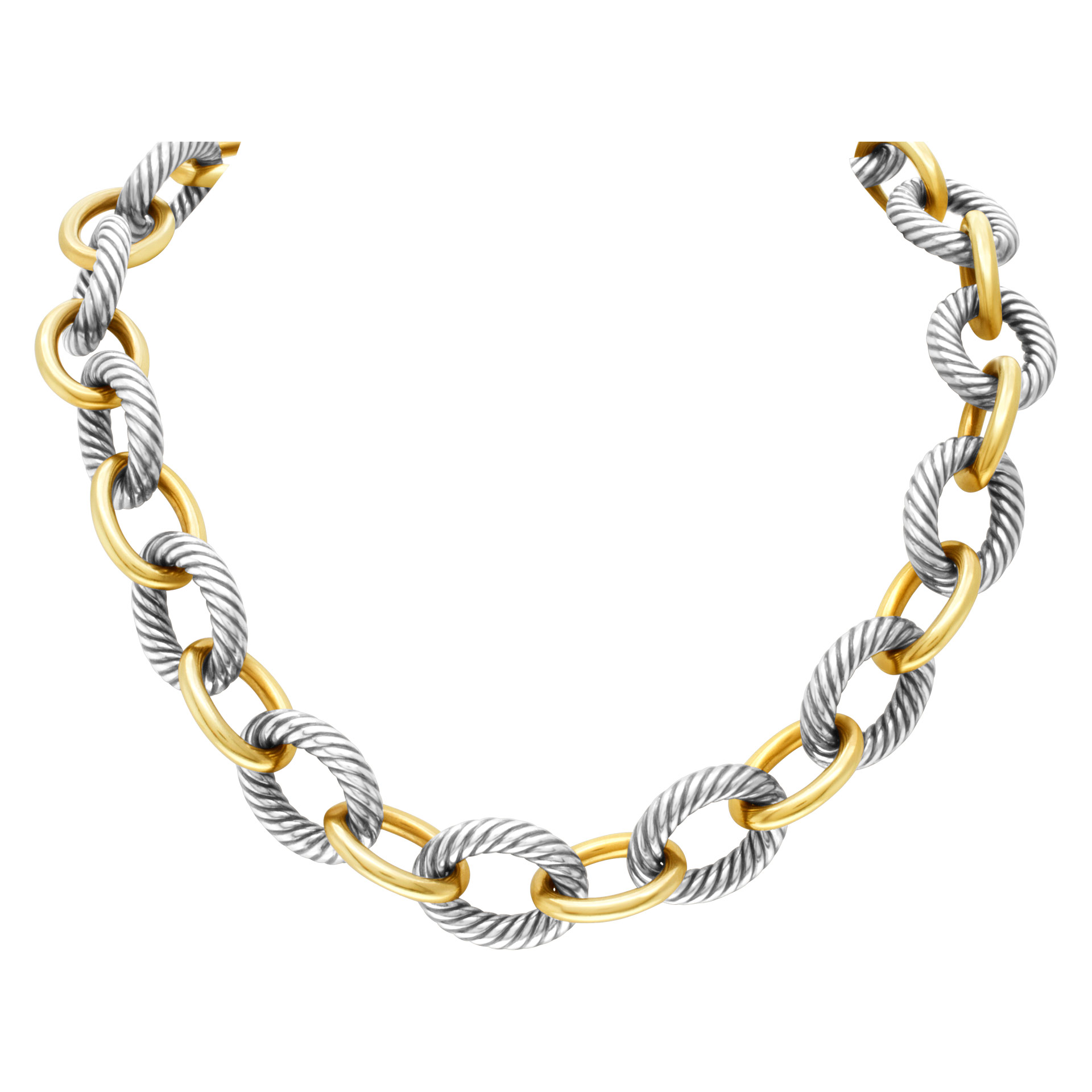 David Yurman XL oval link necklace in 18k yellow gold & sterling