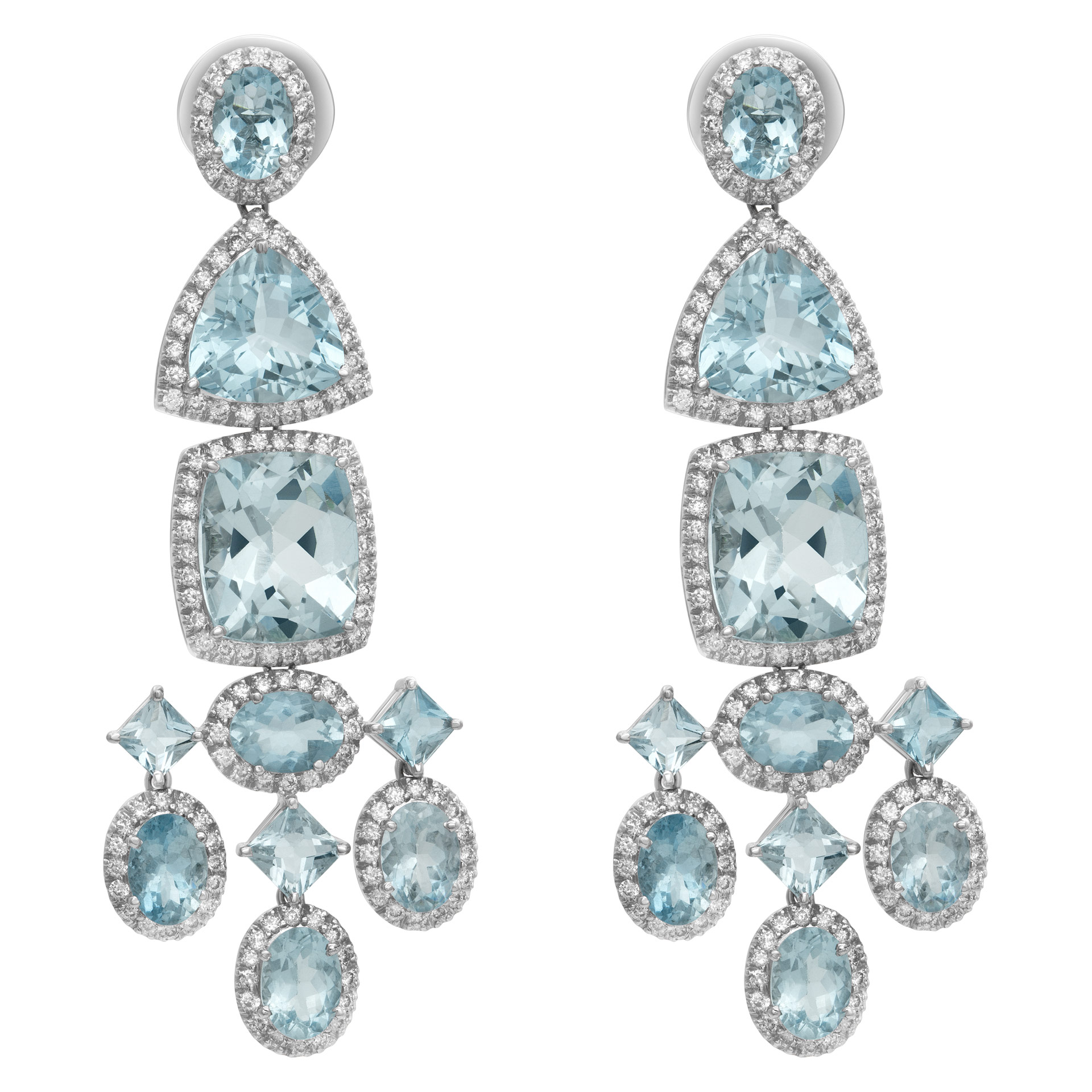 Dazzling diamond and aquamarine earrings in 18k white gold