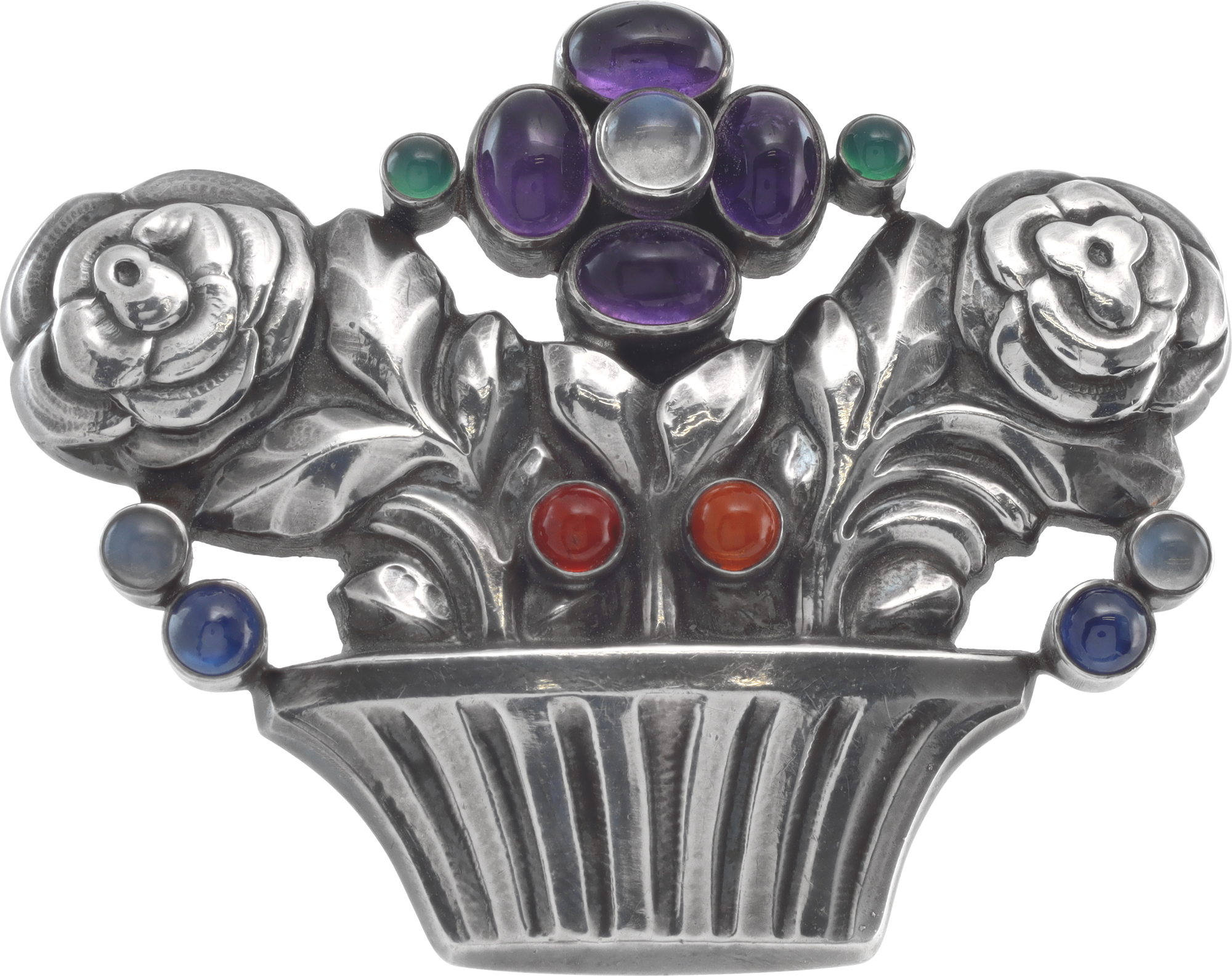Georg Jensen Denmark, collectible Flower Basket Arts and Crafts brooch in sterling silver. Model 67. Georg Jensen Denmark, collectible Flower Basket Arts and Crafts brooch in sterling silver. Model 67.