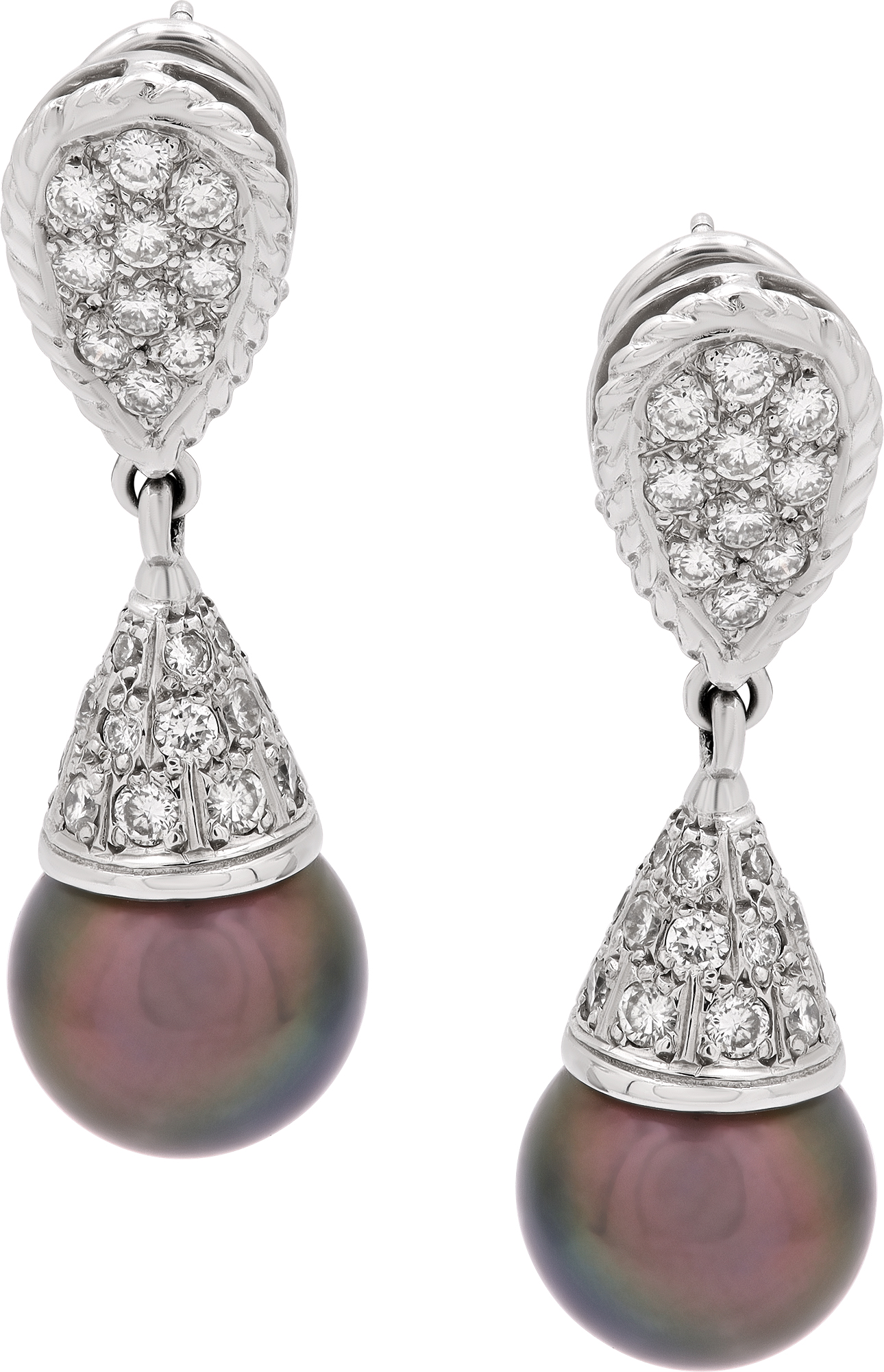 Diamond 18k white gold with Tahitian pearls S522306