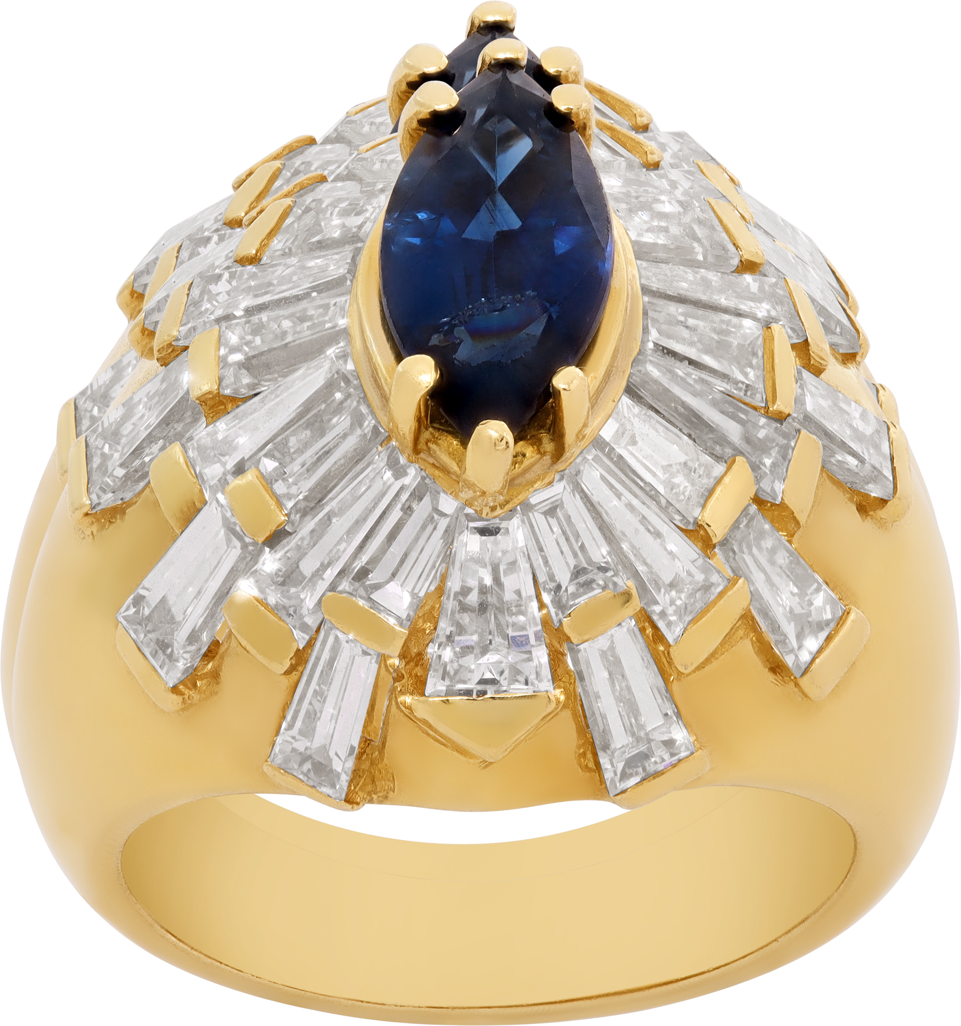 Diamond and blue sapphire ring in 18k S521857