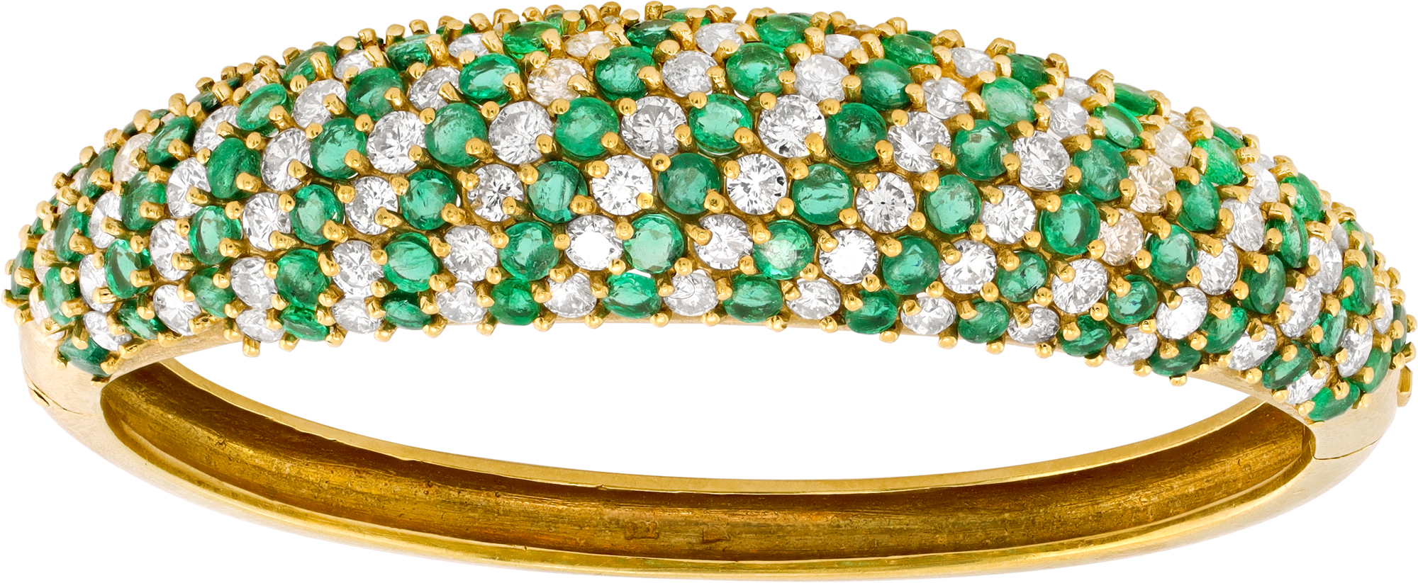 Diamond and emerald bangle in 18k yellow gold. S521729