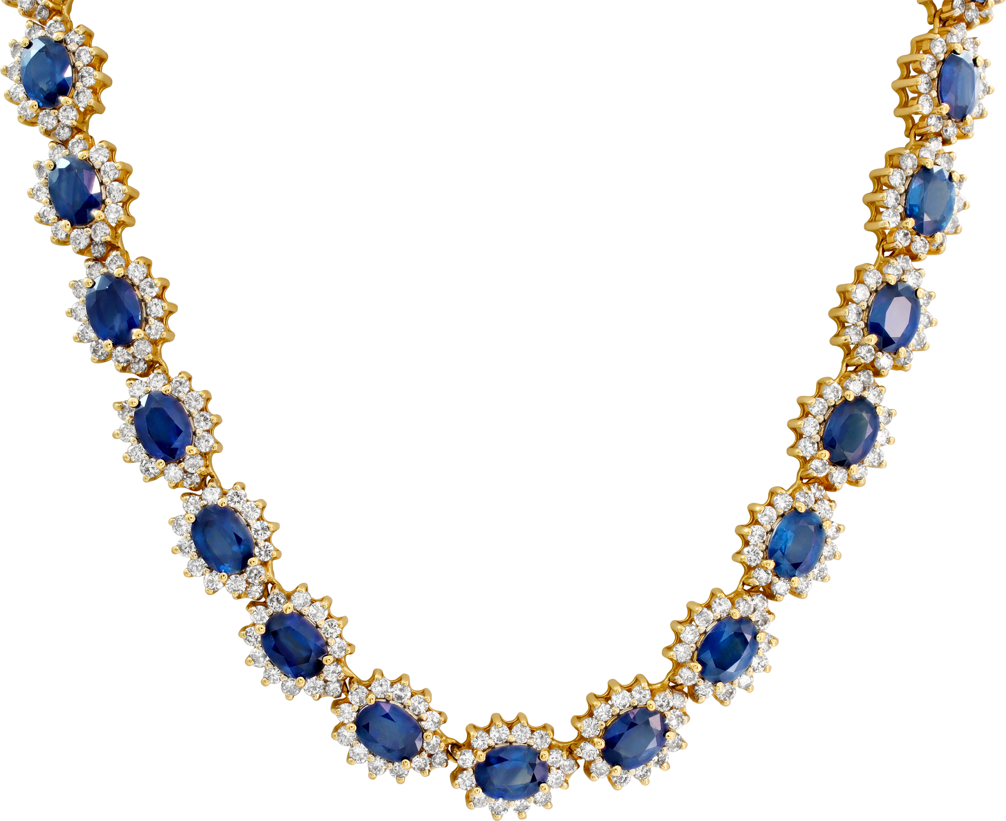 Diamond and sapphire necklace in 14k yellow gold S521691