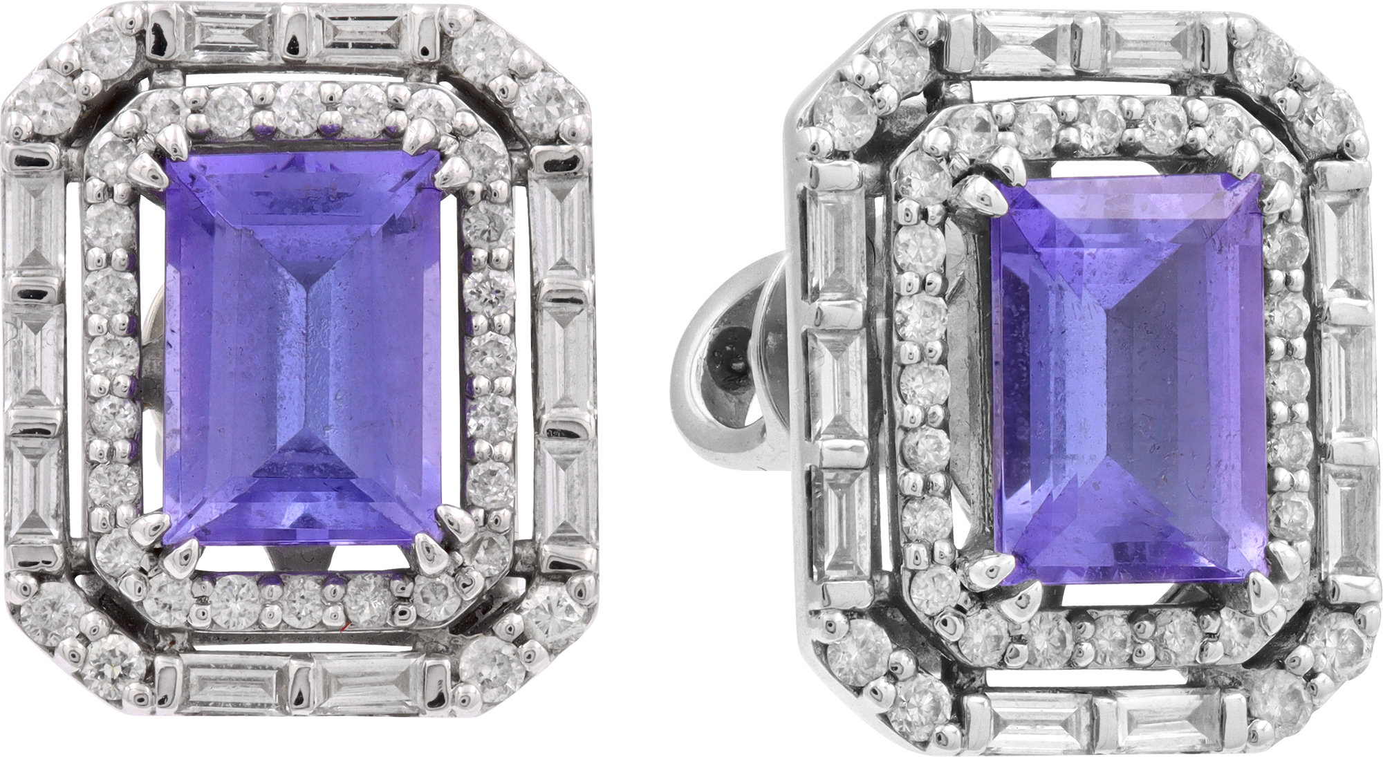 Diamond and tanzanite earrings in 14K white gold Diamond and tanzanite earrings in 14K white gold