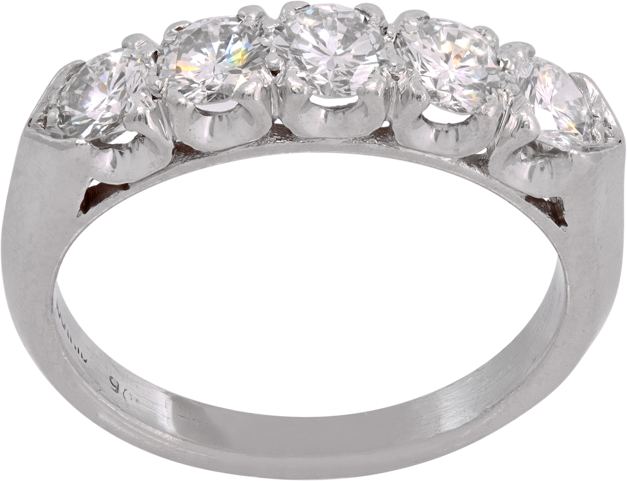 Diamond Band in platinum featuring five brilliant round diamonds, each weighing approximately 0.22 carats in G-H color and VS clarity, S521678