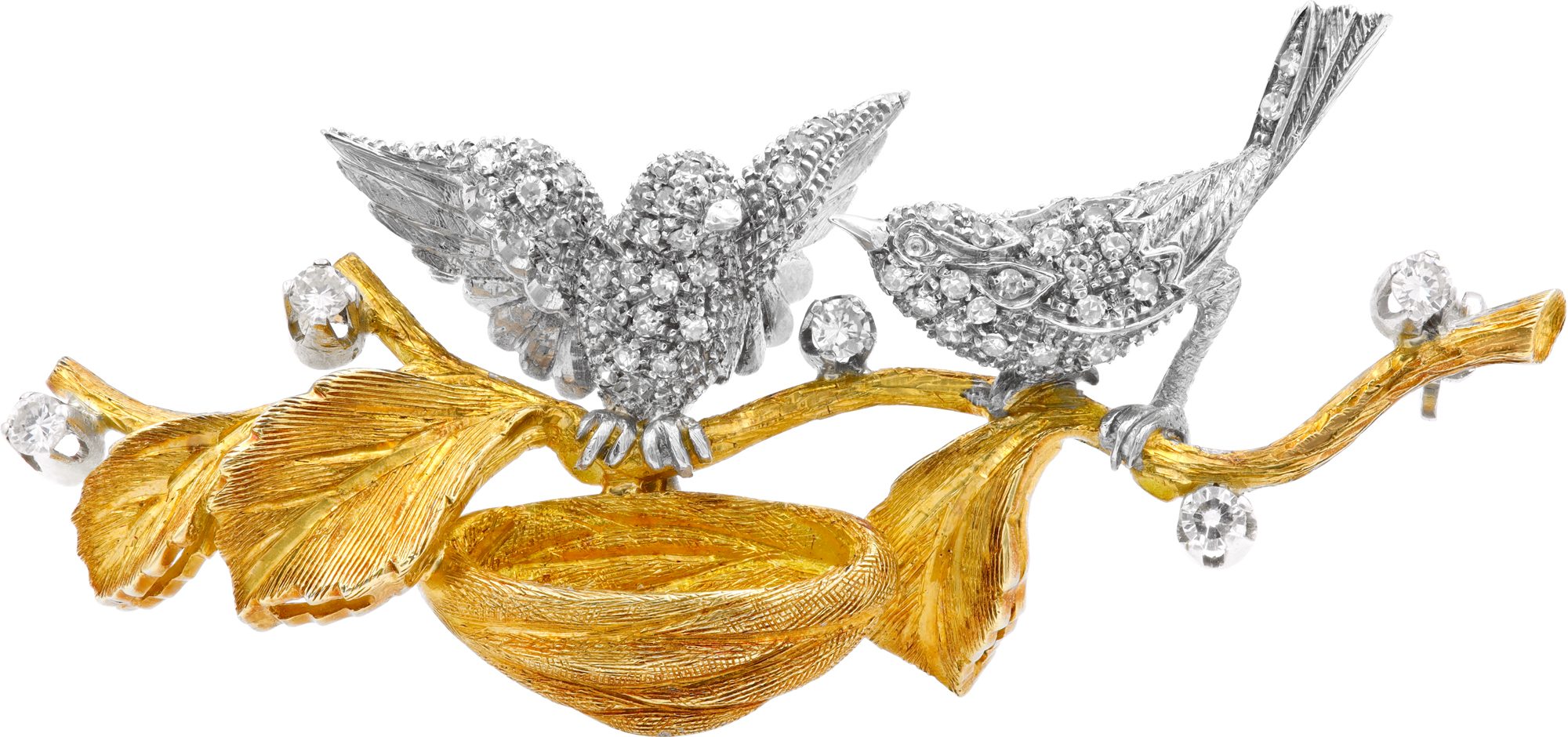 Diamond Bird Brooch all set in 18k white and yellow gold Diamond Bird Brooch all set in 18k white and yellow gold