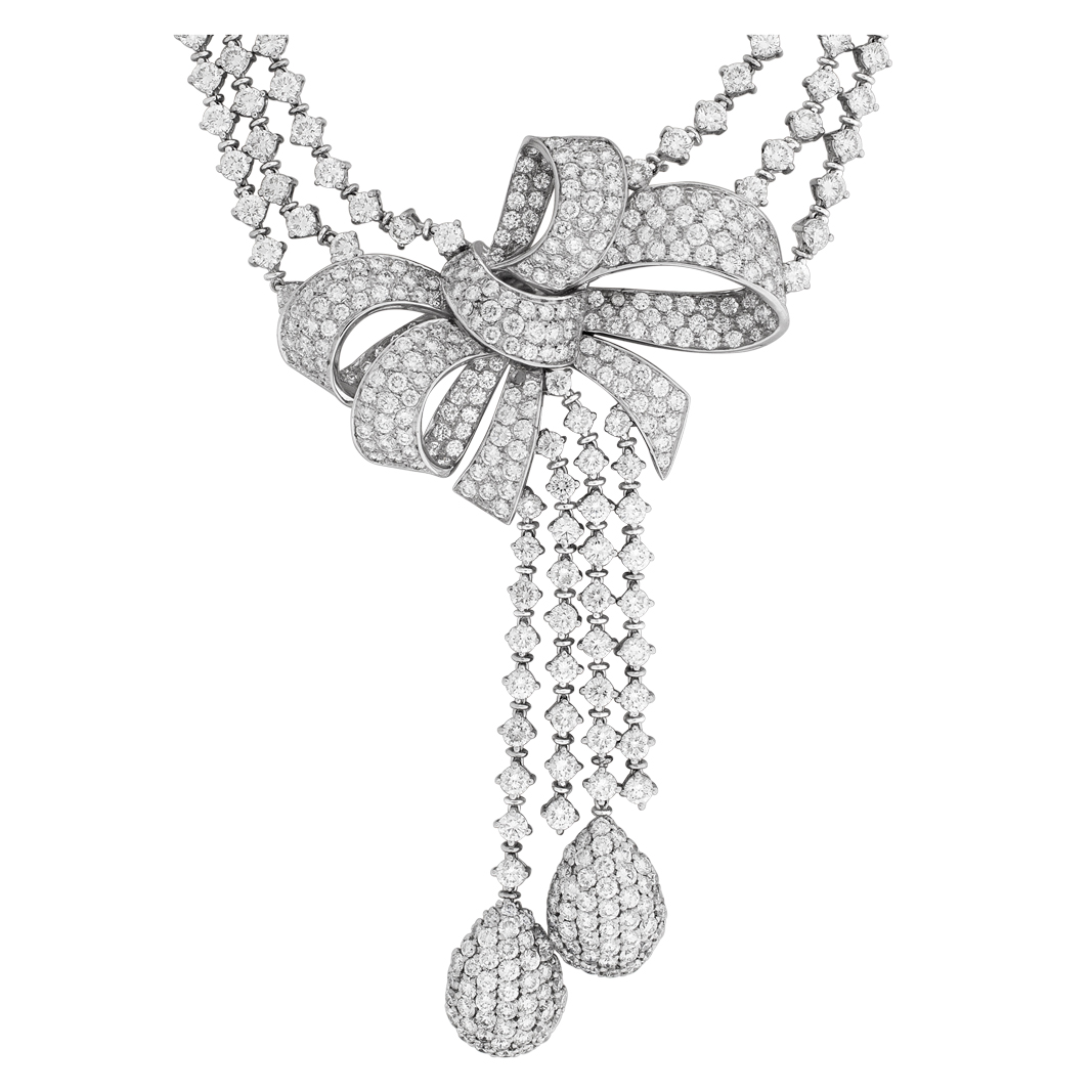 ネックレス・ペンダント ROMANTINUER SN84 NECKLACE RIBBON SLIDE diamond_bow_necklace_with_appr