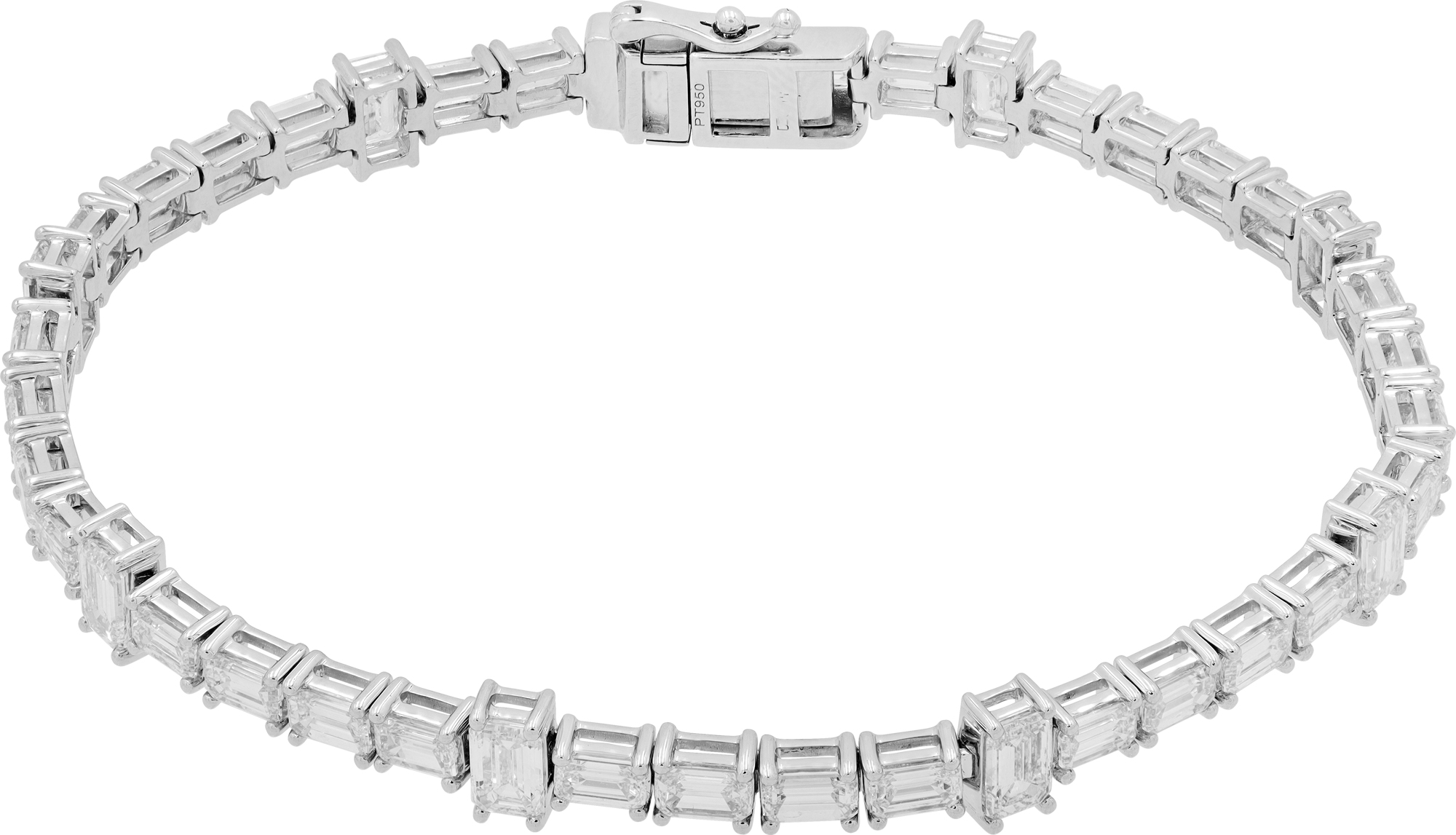Diamond bracelet East-west with 10.16 carats in emerald-cut G-H color, VS clarity diamonds set in platinum S522294