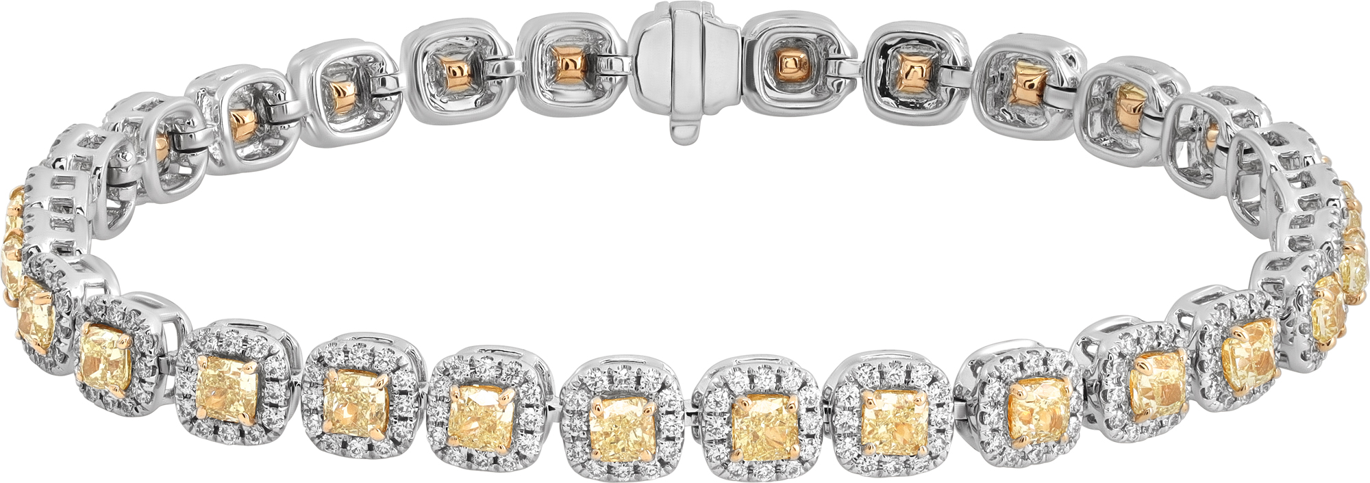 Diamond Bracelet In 18k Yellow And White Gold With Yellow Diamonds