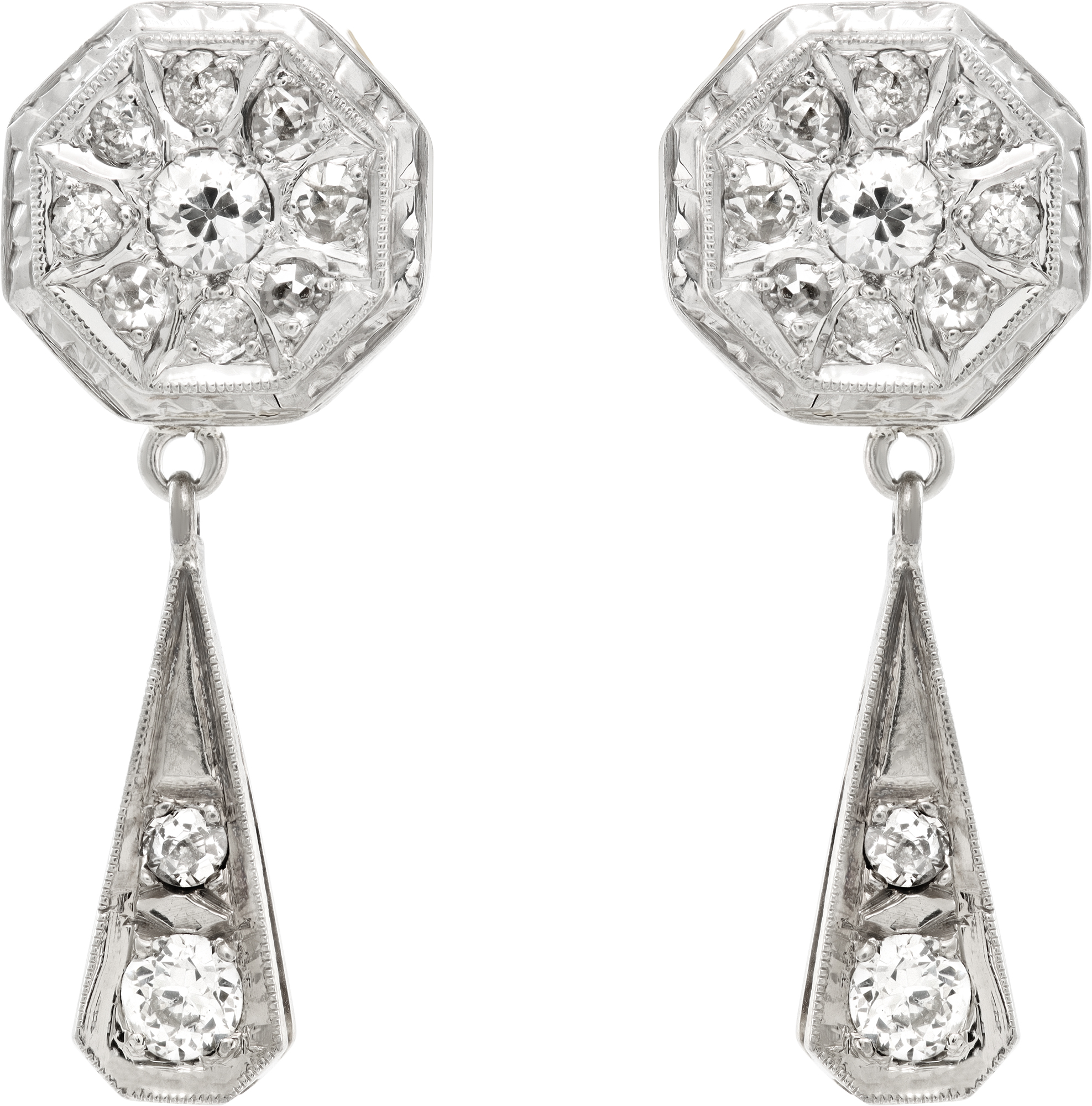 Diamond drop earrings in 14k white gold S521594