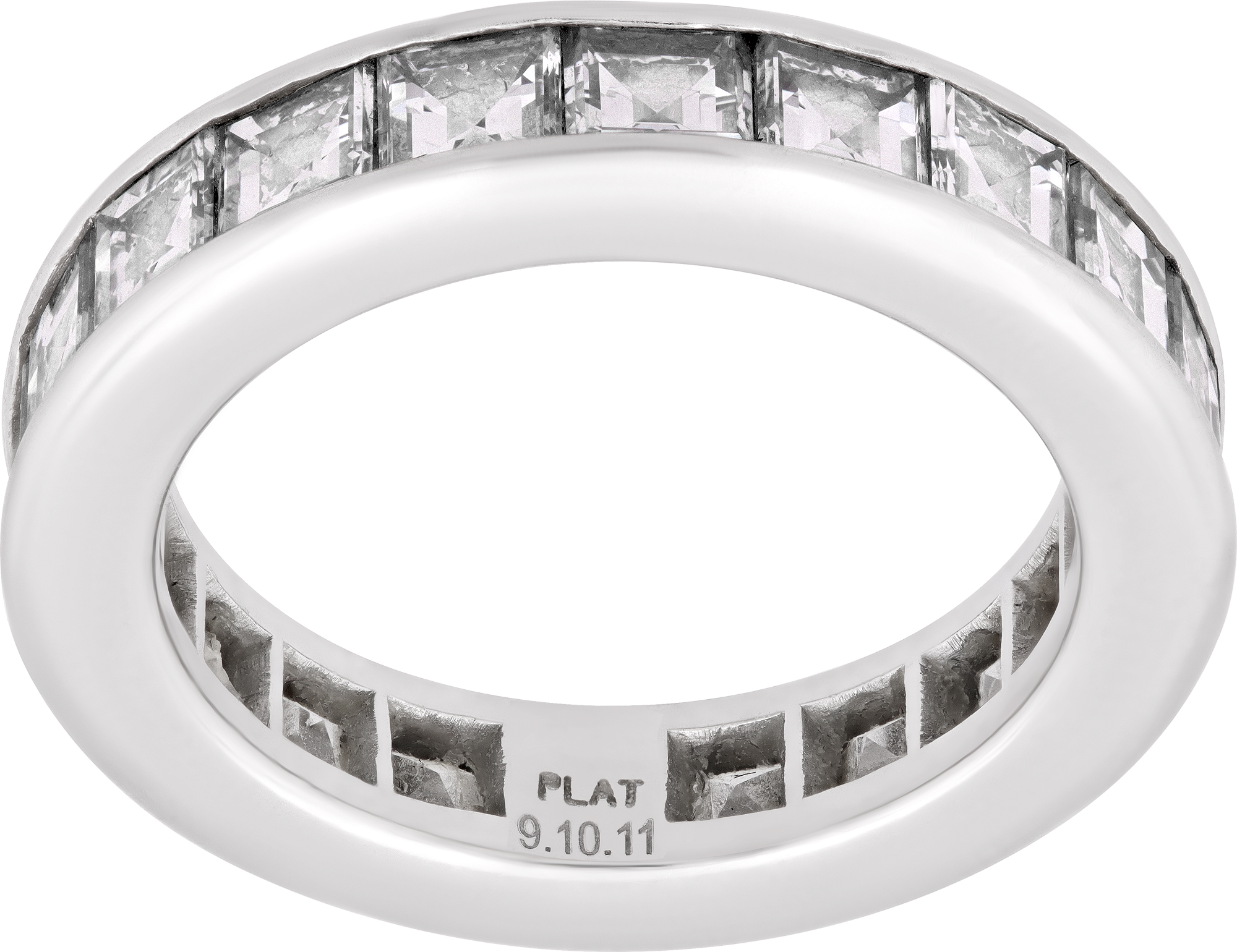 Diamond Eternity band carre cut set in platinum Diamond Eternity band carre cut set in platinum
