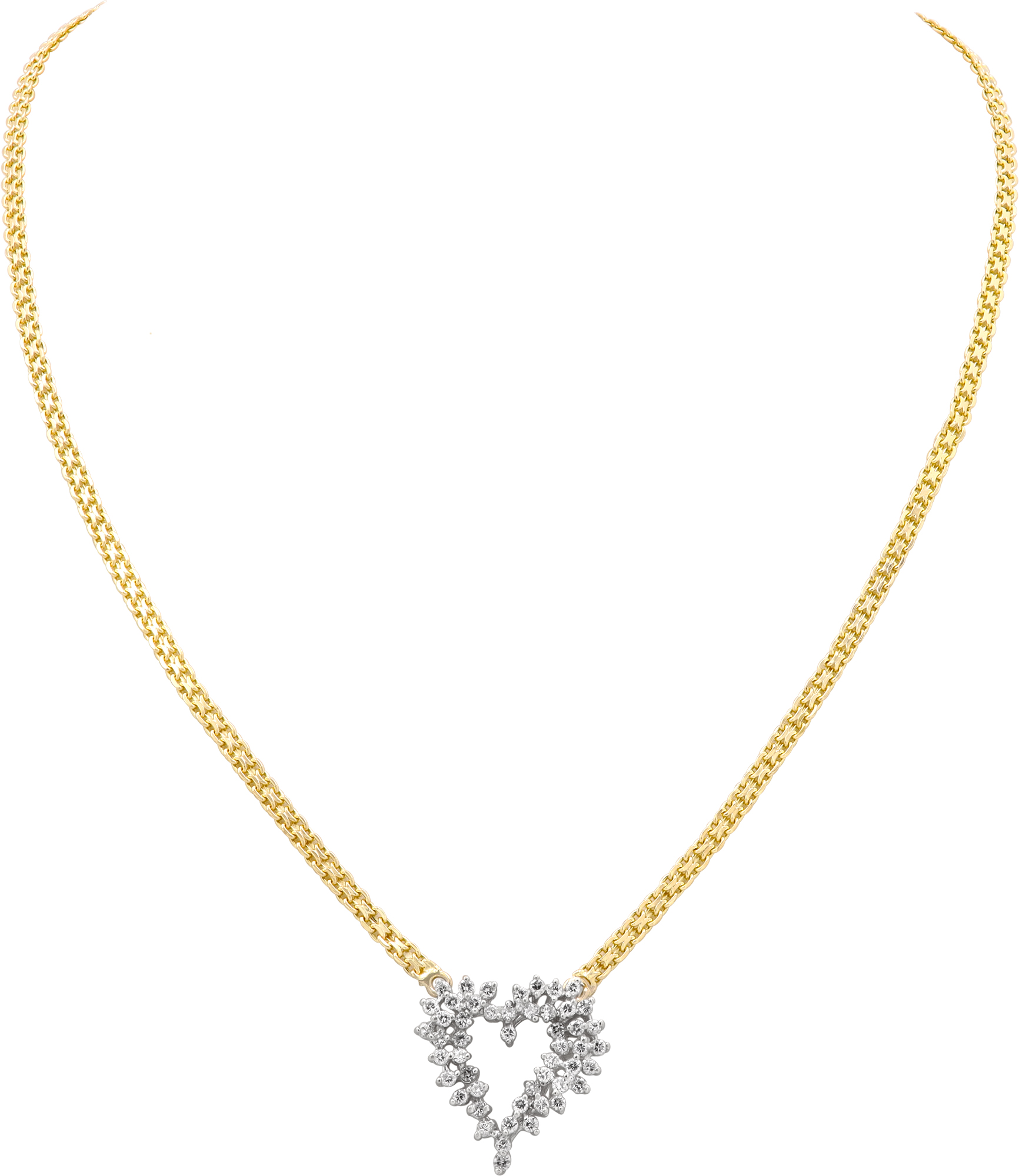 Diamond heart necklace in 14k yellow and white gold