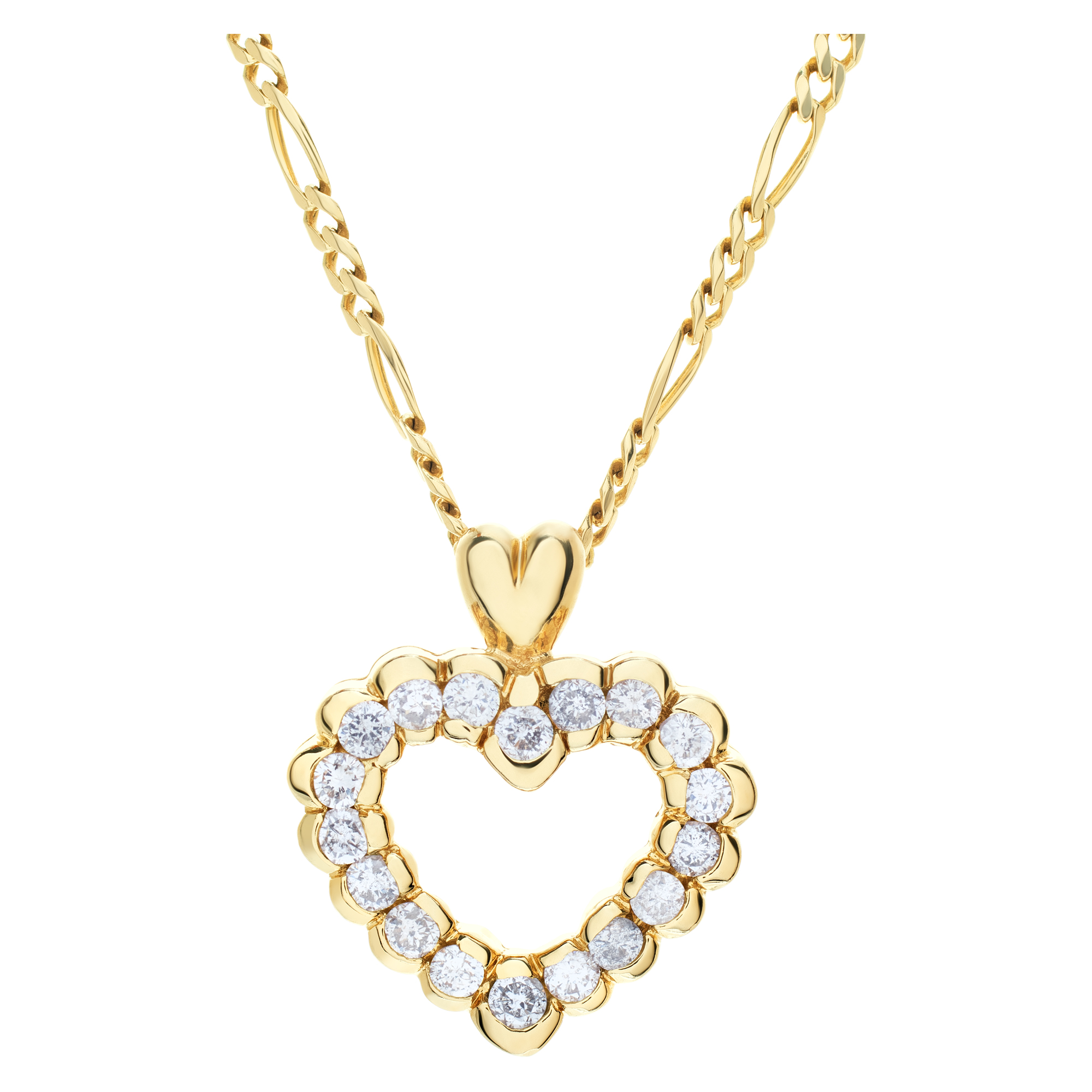 【14K】(14金) stylish heart pendant ハートペンダント☆関税込 Diamond heart pendant and chain in 14k yellow gold | Gray & Sons
